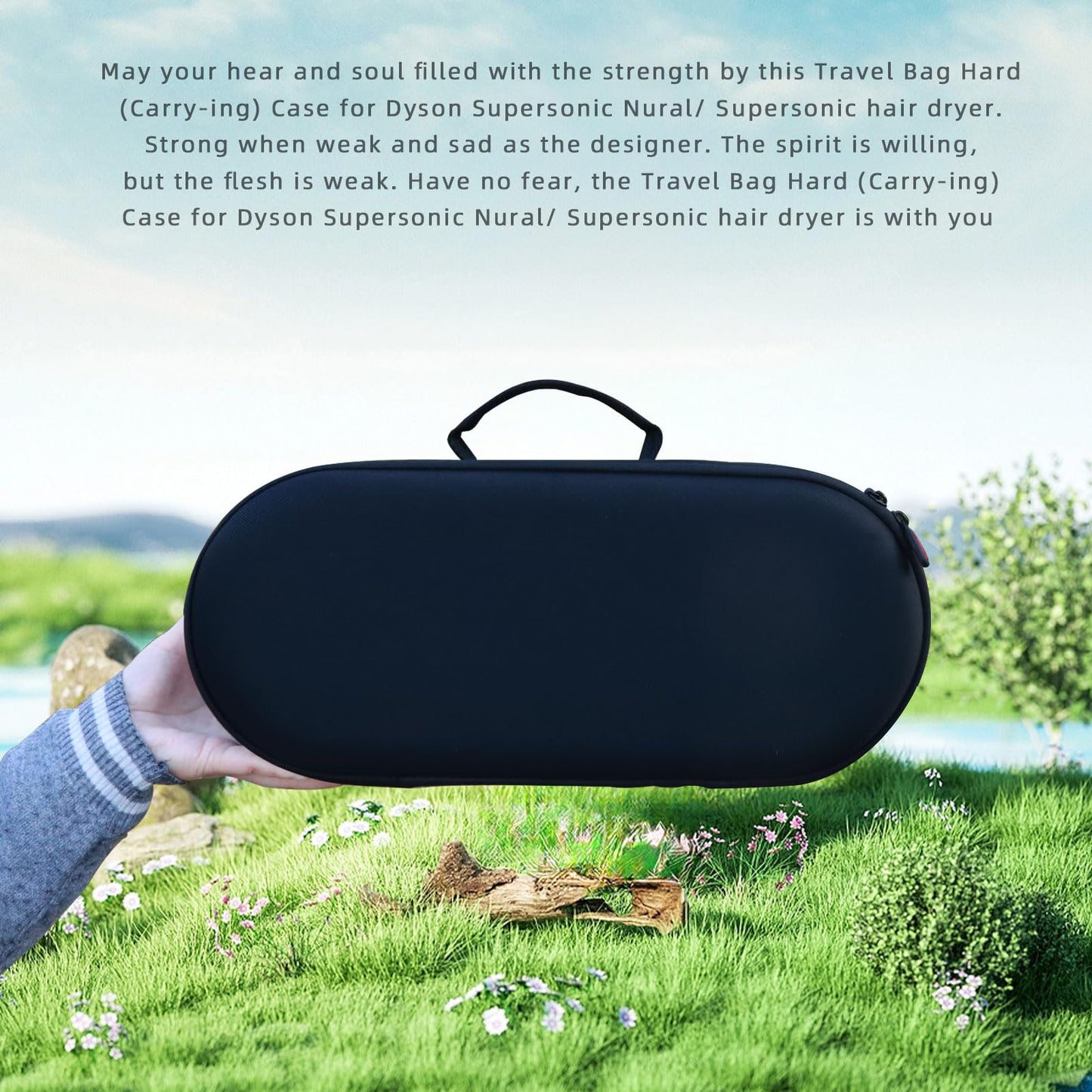 WOKEMA LOVE Hard Protective &Presentation Supersonic (Nural) Hair Dryer Only (Carry-ing) Travel Case Storage Bag Holder for Dy-son Supersonic HD07 HD16 /15/08/01/Laifen Two Way Zipper, Cuter, Black