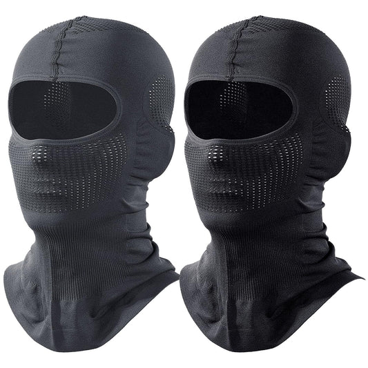 WTACTFUL 2 Pieces Balaclava Face Ski Mask for Men, Summer Winter Breathable Thermal Warm Full Face Cover Mask for Motorcycle Cycling Skiing Snowboarding Gray Black