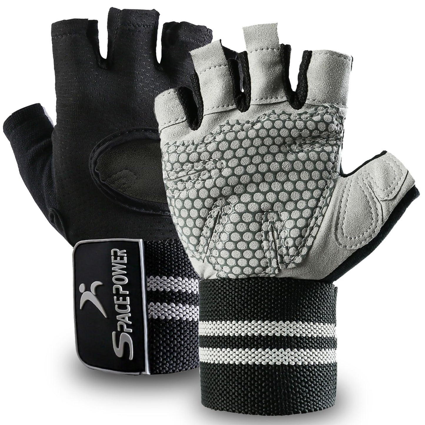 Workout Gloves Weight Lifting Gloves: Fingerless Gym Gloves with Wrist Wraps Support for Mens & Womens, Full Palm Protection Breathable Sports Gloves for Exercise, Training, Fitness, Pull-up (S)