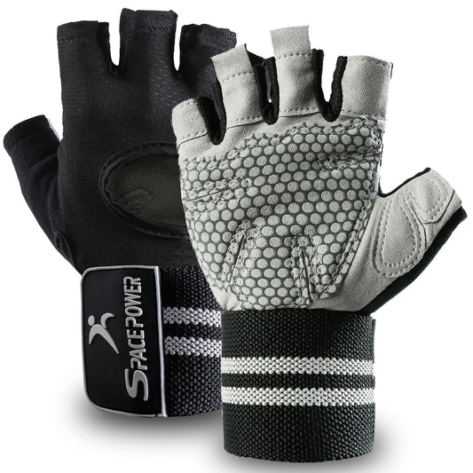 Workout Gloves Weight Lifting Gloves: Fingerless Gym Gloves with Wrist Wraps Support for Mens & Womens, Full Palm Protection Breathable Sports Gloves for Exercise, Training, Fitness, Pull-up (S)