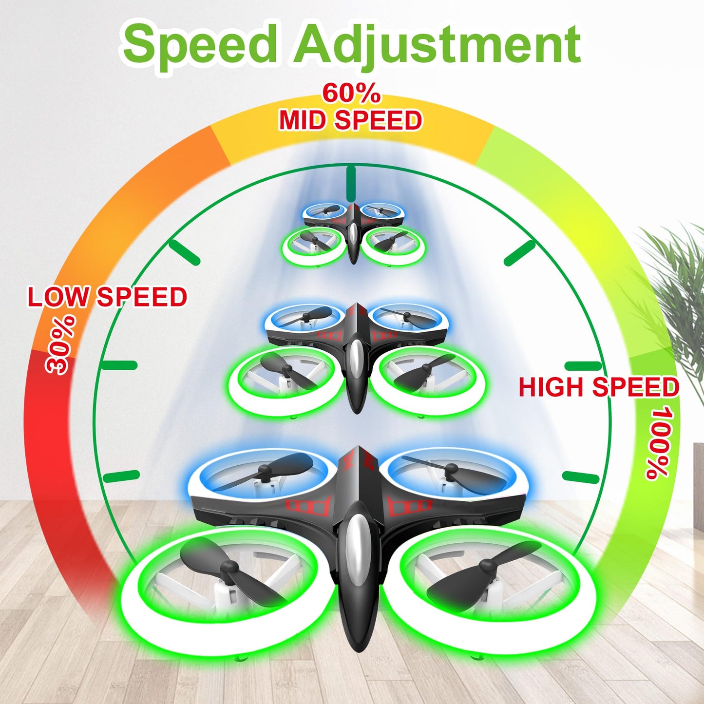 Dwi Dowellin 4.9 Inch Mini Drone for Kids Crash Proof LED Lights One Key Take Off Landing Flips RC Remote Control Small Drones Toys for Beginners Boys and Girls Adults Nano Quadcopter,Black