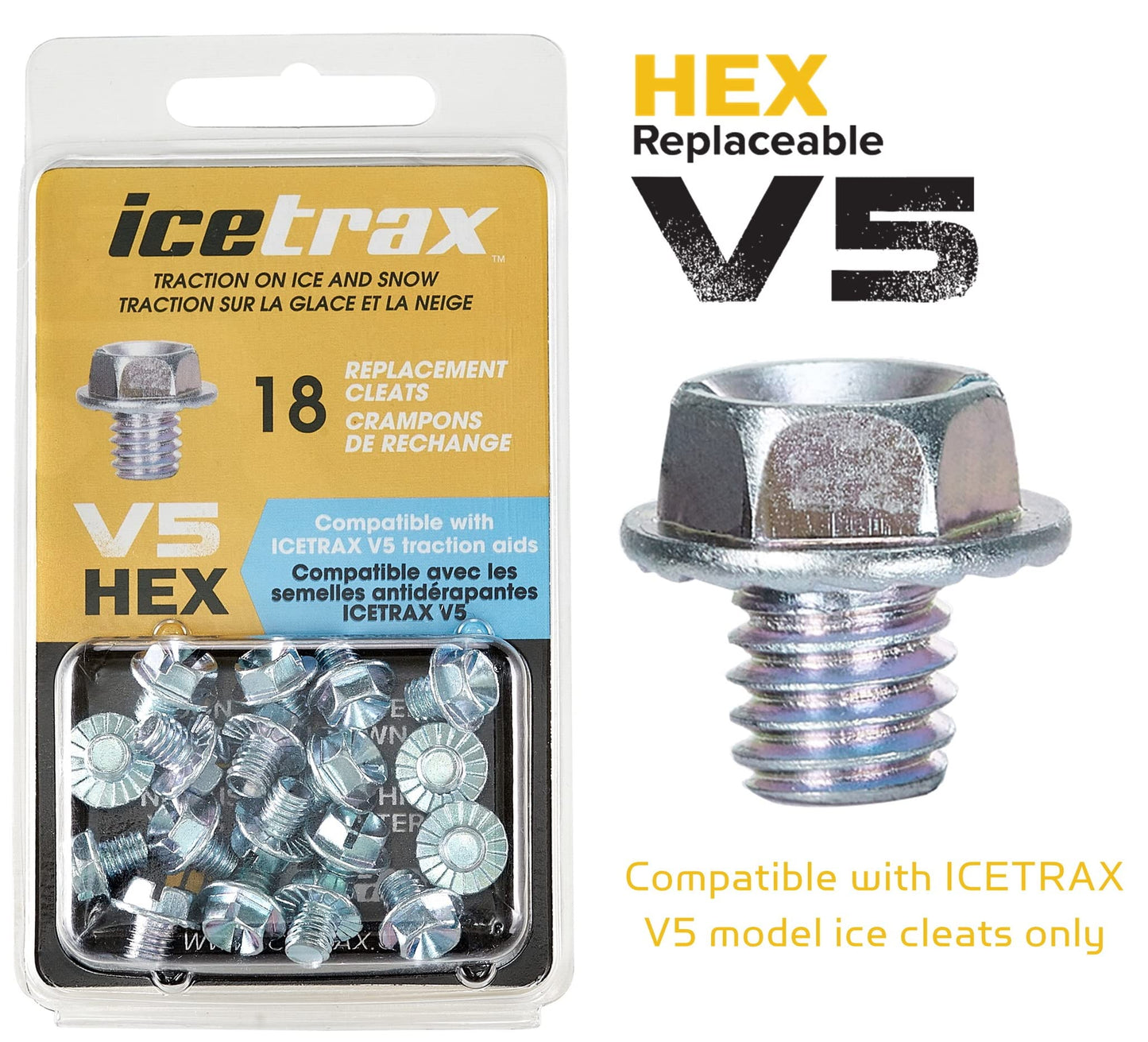 ICETRAX Replacement Spikes for V5 Ice Cleats (HEX)
