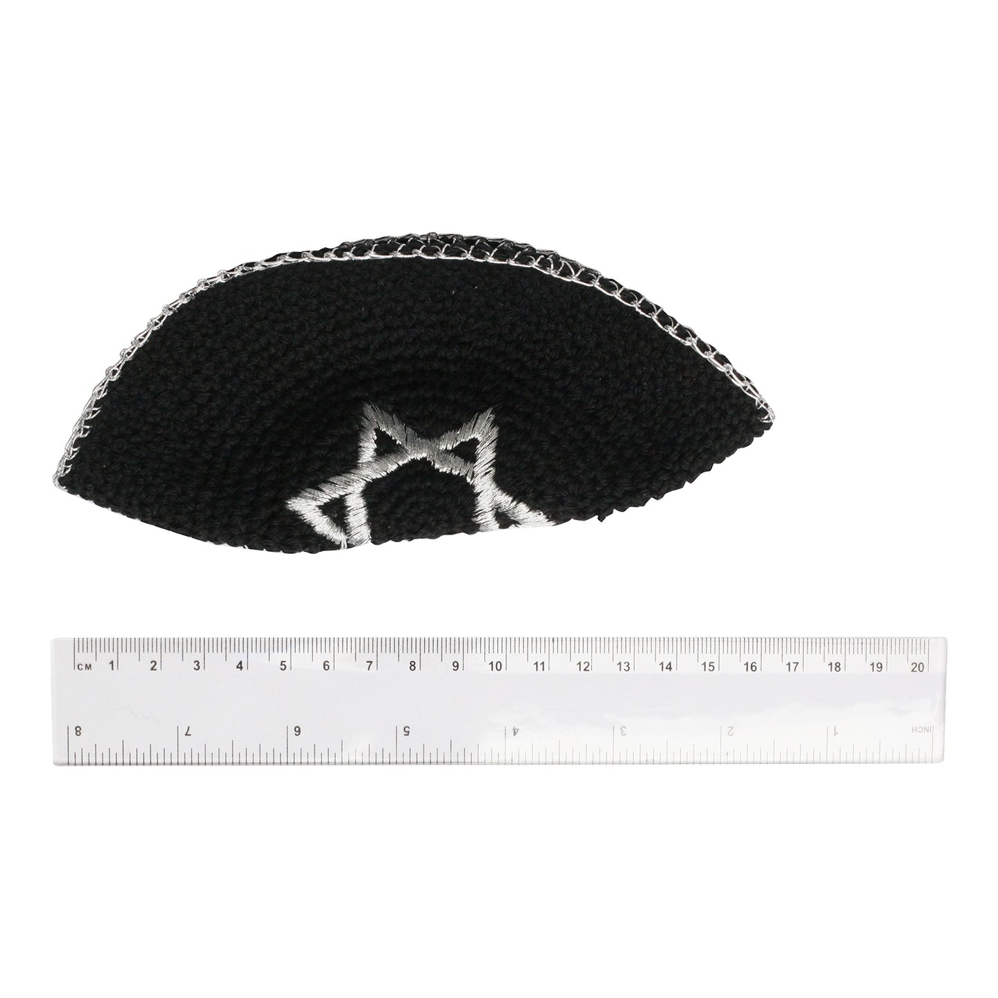 EREZ OVED KIPPIK Star of David Jewish KippahHatFor Men & Kids with Clip Beautifully Knitted (Black & Silver)