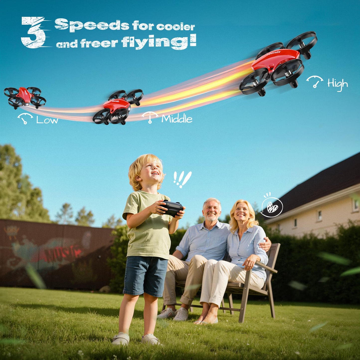 Veeniix V995 Red Mini Drone for Kids and Beginners,Indoor RC Quadcopter Plane with 3D Flips, 360° Rotation, Circle Fly, Auto Hover, Headless Mode, 21Mins 3 Batteries, Gift for Boys and Girls