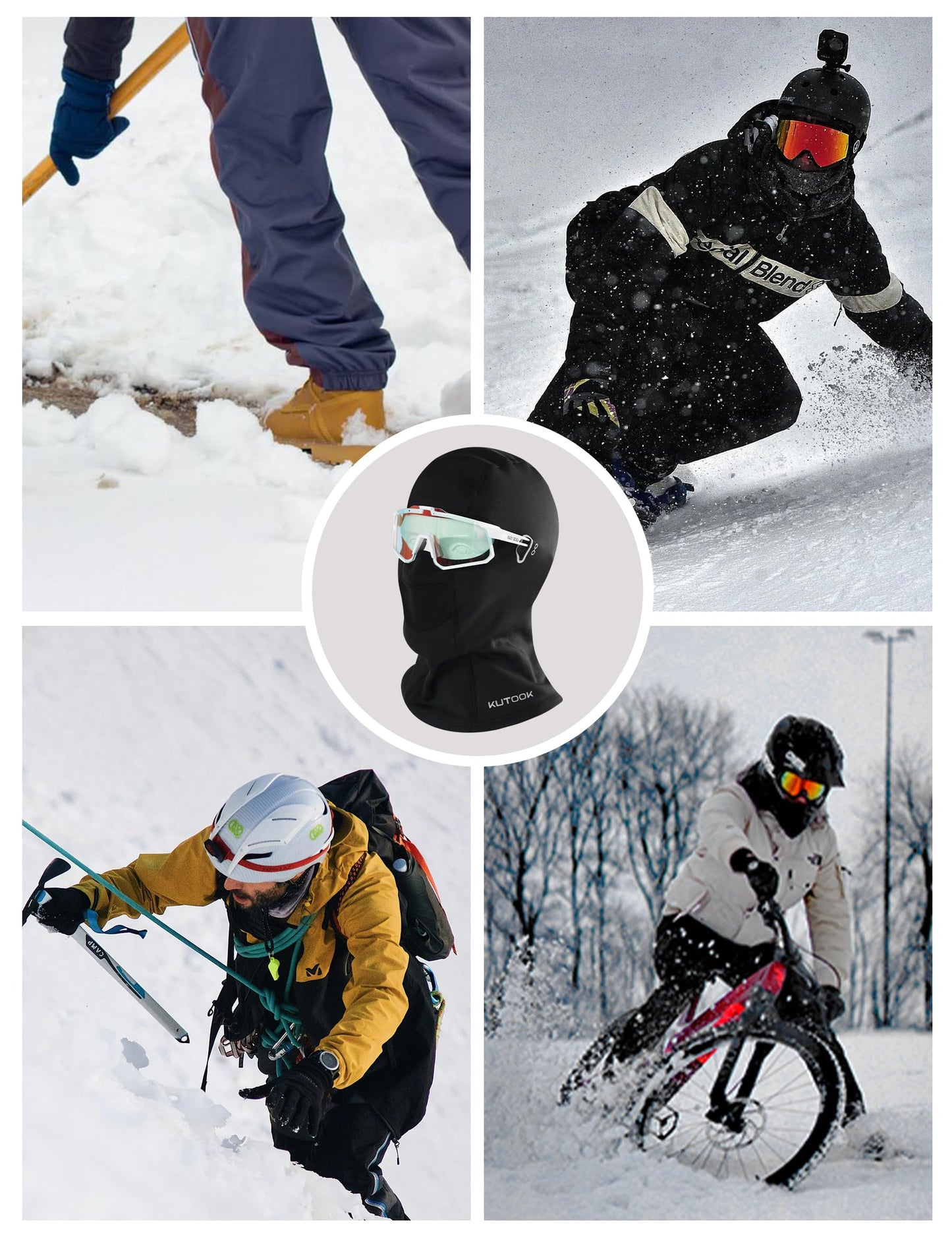 KUTOOK Black Balaclava Ski Mask Men Women Winter Motorcycle Football Full Head Face Mask Cold Weather Pasa Montañas para Hombre Black