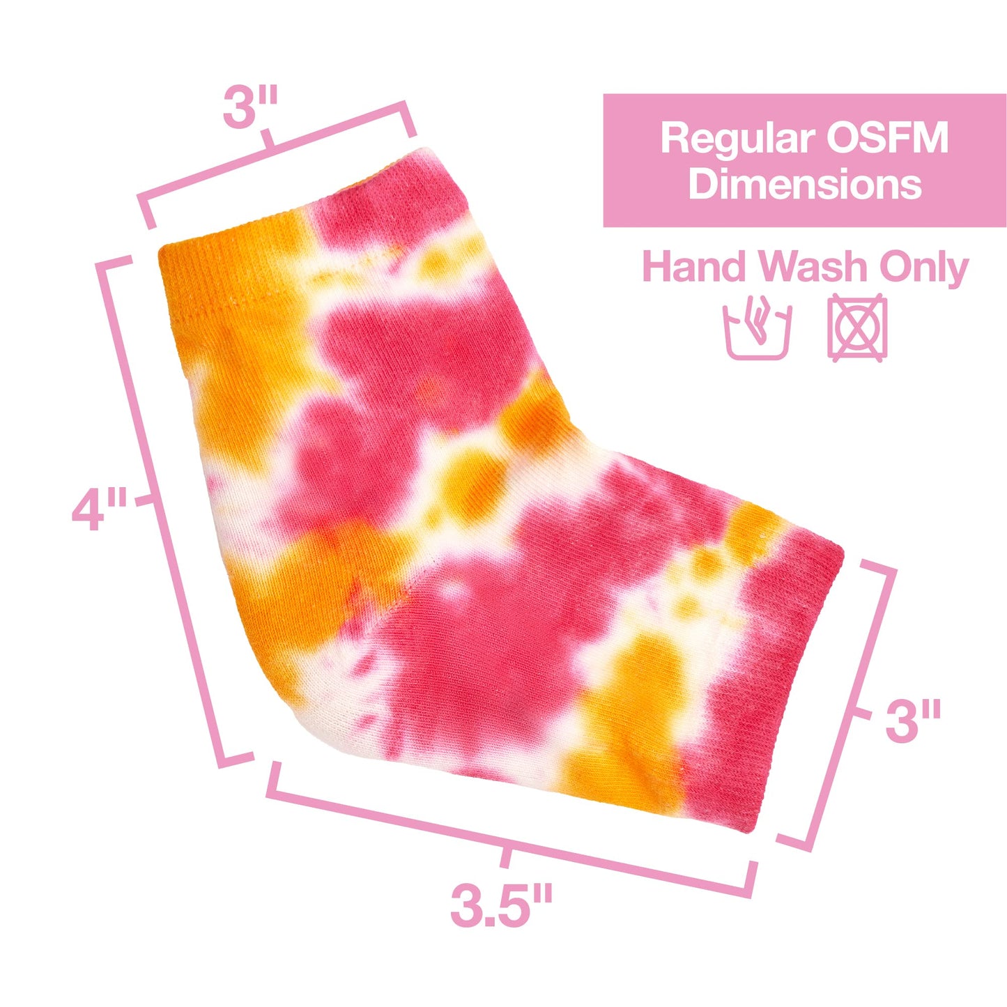 ZenToes Moisturizing Heel Socks 2 Pairs Gel Lined Toeless Spa Socks to Heal and Treat Dry, Cracked Heels While You Sleep (Regular, Pink Tie Dye)