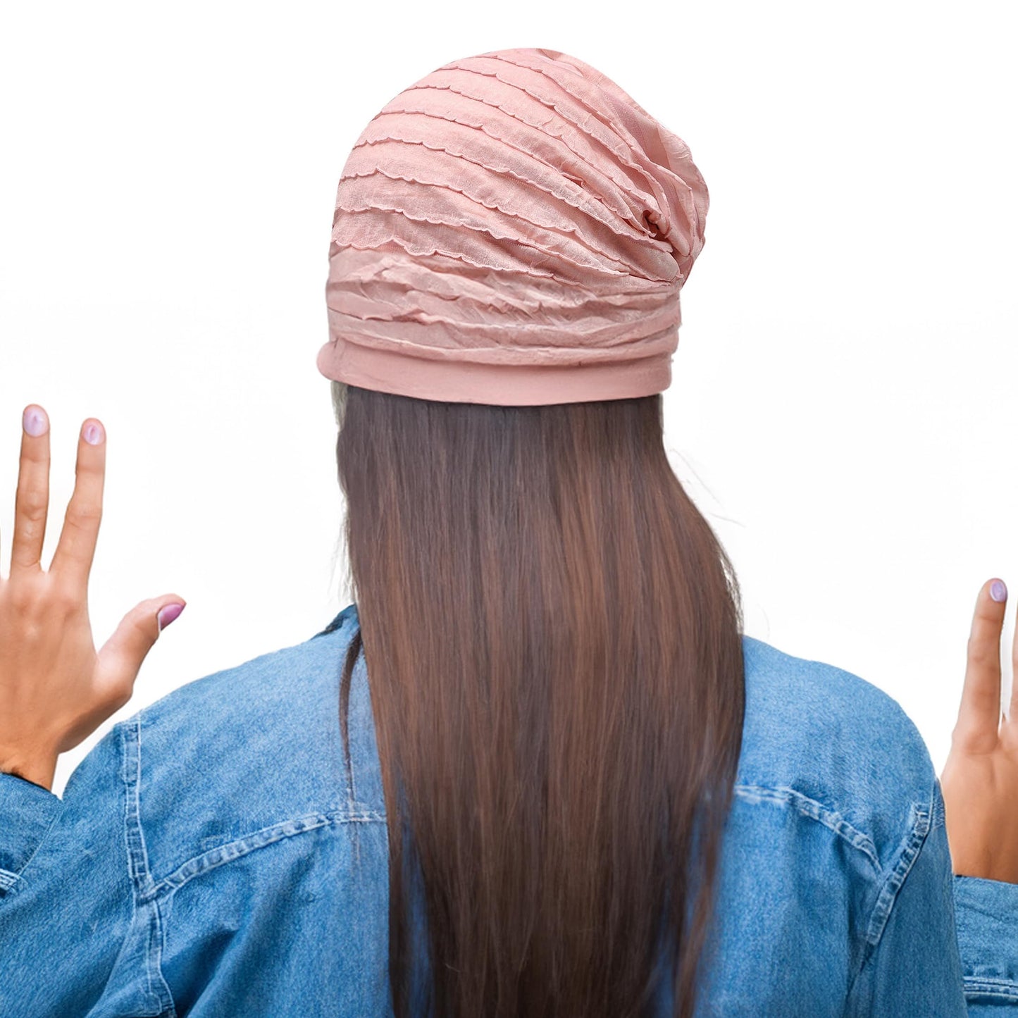 Kayier Women's Baggy Casual Chemo Beanie Cap (2 Pack - Pink & Grey)