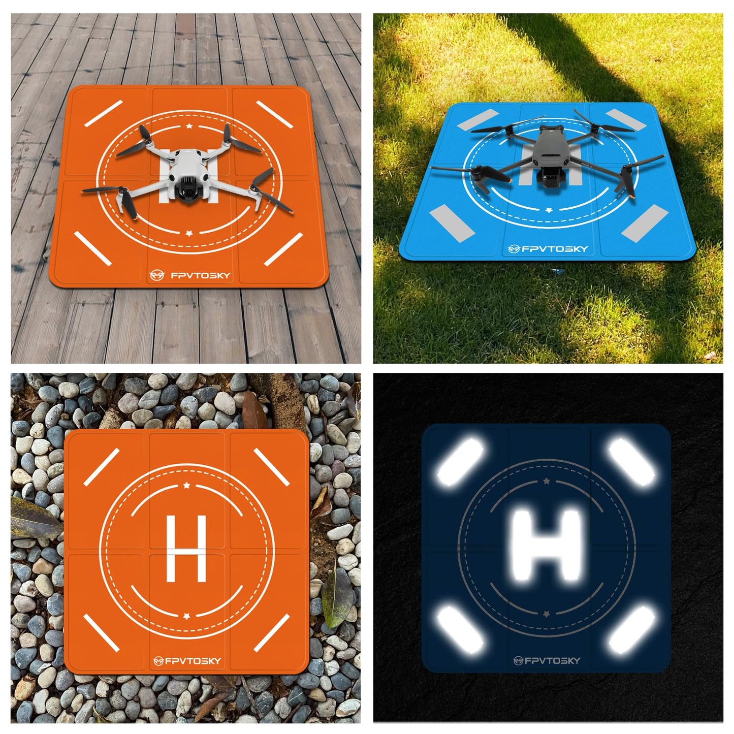 FPVtosky Drone Landing Pad, Universal Large 25.2"(64cm) Fast-fold Double Sided Waterproof Landig Pad Weighted for Mavic 3 Pro/DJI Mini 3 Pro/Air 3 / Avata/FPV/Phantom/Inspire Drones etc