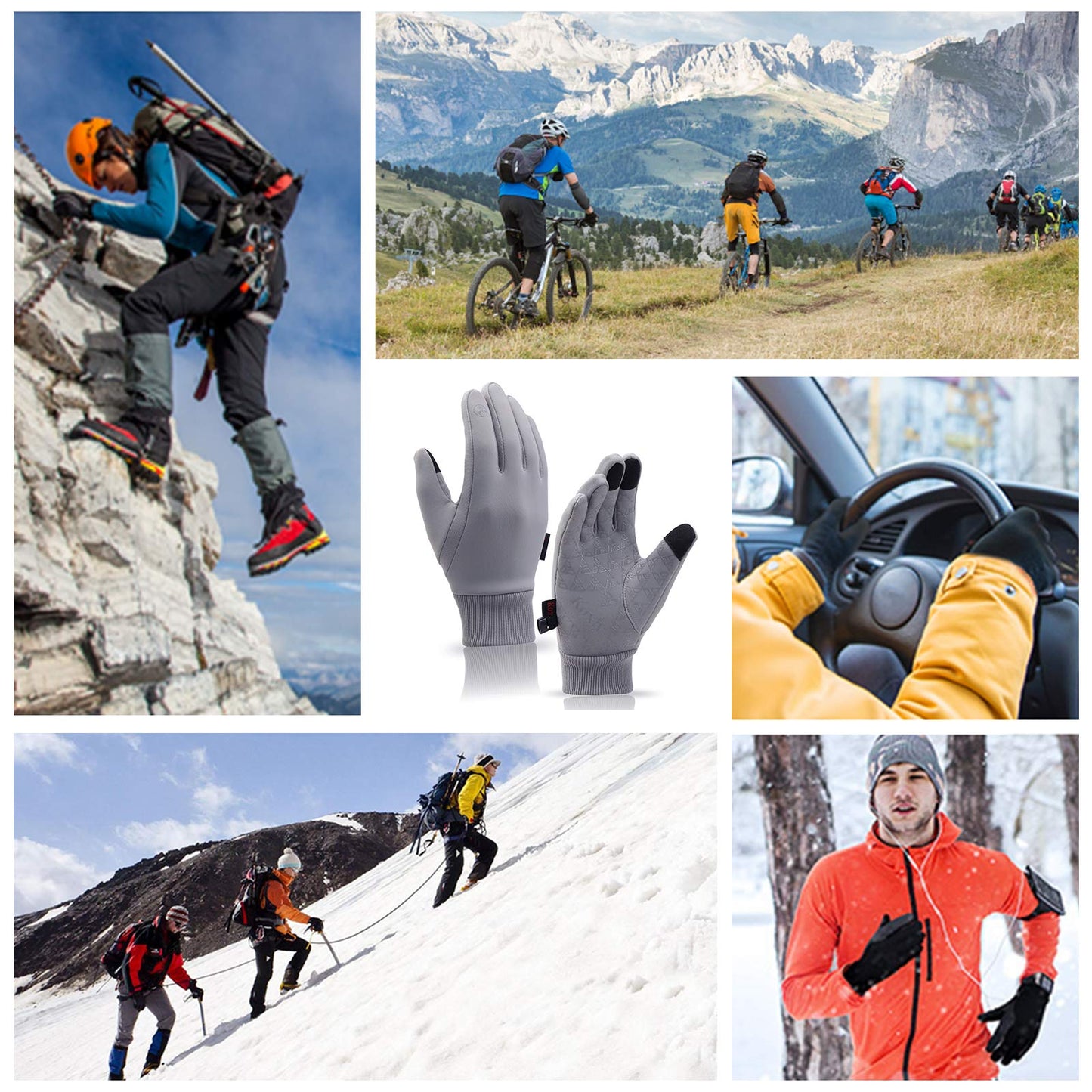 Koxly Winter Gloves Men Women Touch Screen Glove Warm Gloves Anti-Slip Windproof Waterproof Texting Gloves for Running Cycling