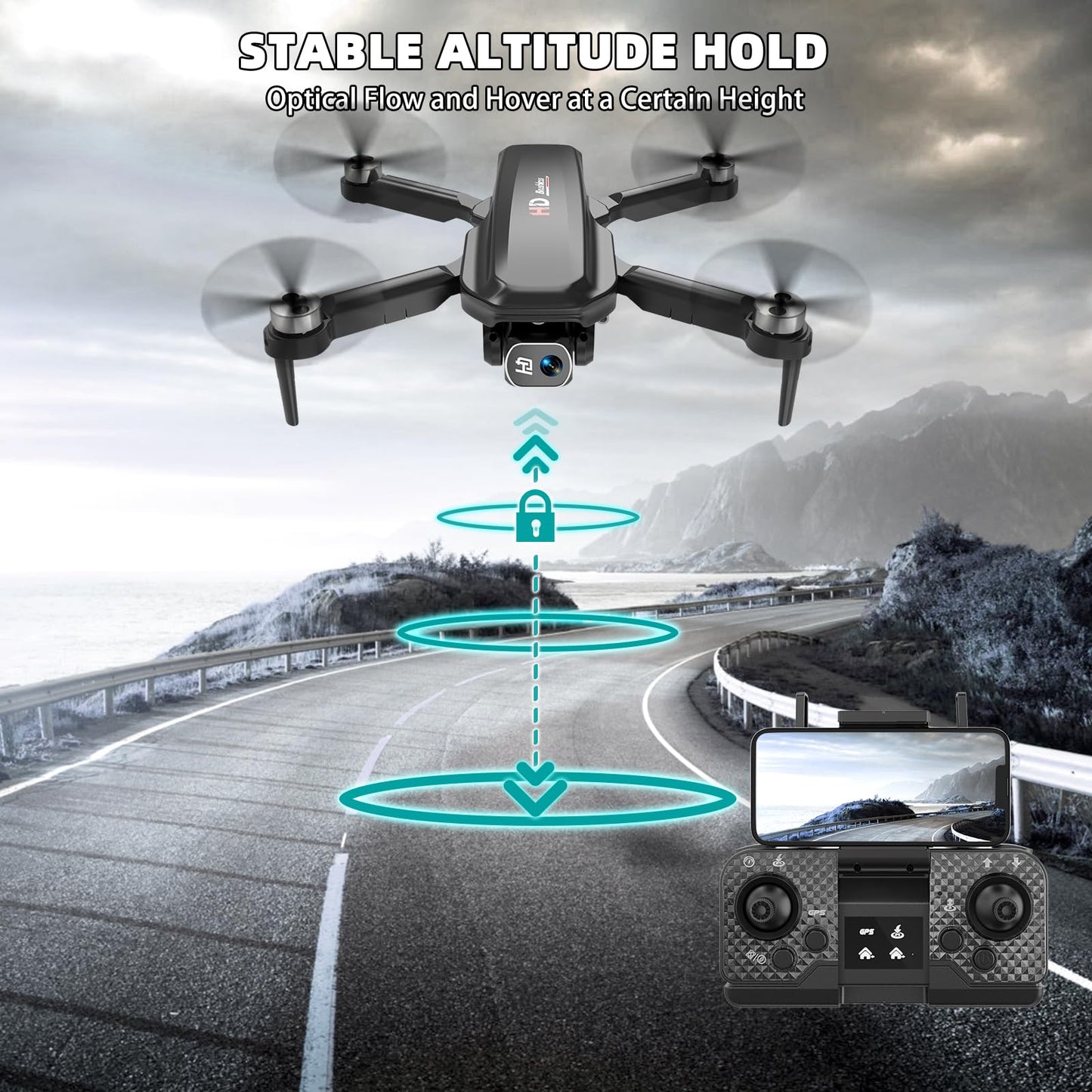 Drones with Camera for Adults 4K Foldable RC Quadcopter Drone with 1080P HD Camera Mini Drone, FPV Live Video, Altitude Hold, One Key Take Off/Landing, 3D Flip