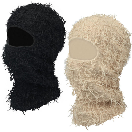 Distressed Balaclava Ski Mask,Atakai Shiesty Mask Yeat Turban Airsoft Knitted Winter Warmer Fuzzy Ski Mask for Men Women