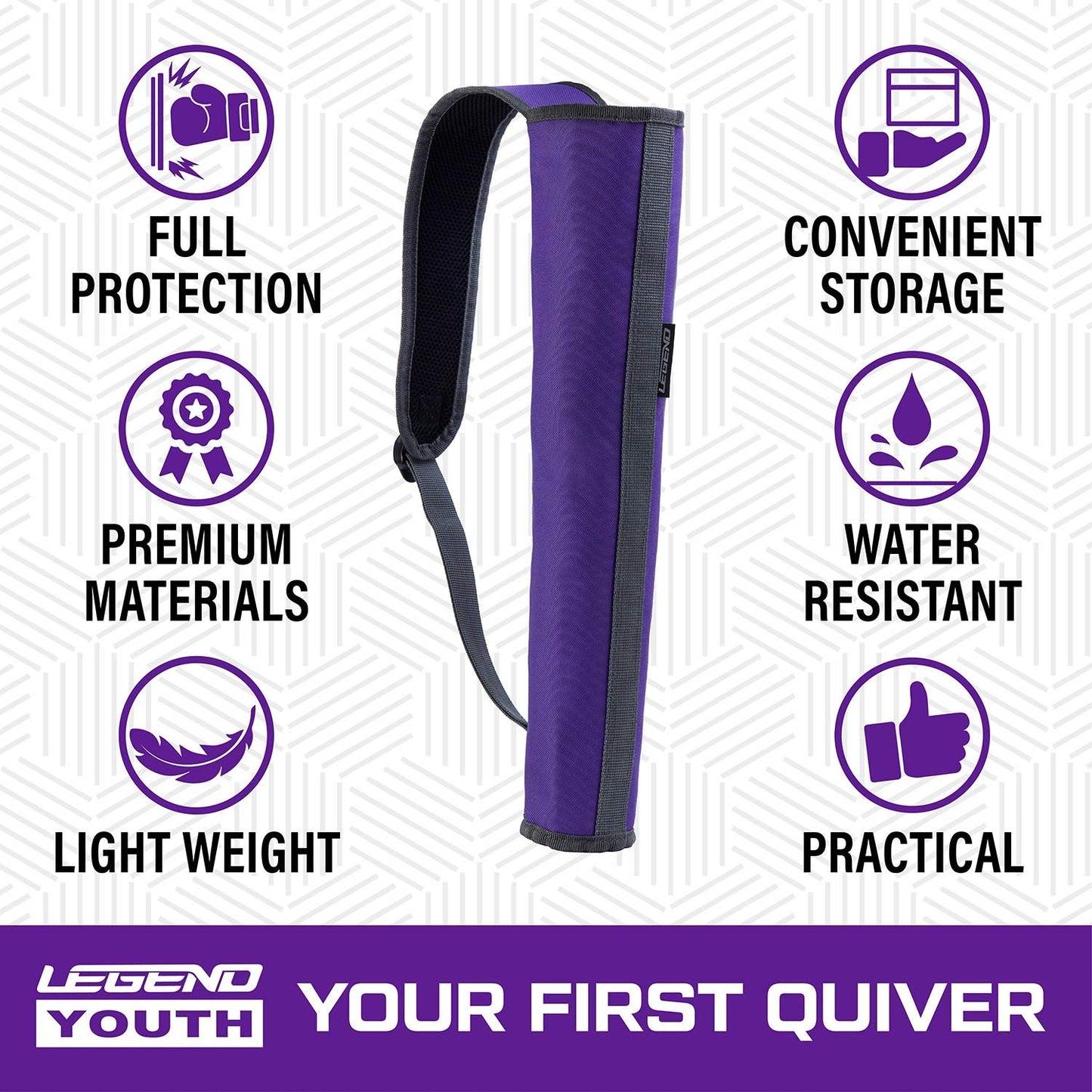 Legend Arrow Quiver for Kids and Adults - Arrow Case for 16 Arrows - Back Bow Quiver for Left or Right-Handed Archers - Sling Arrow Carry Case - Arrow Holders for Archery with Padded Shoulder Strap