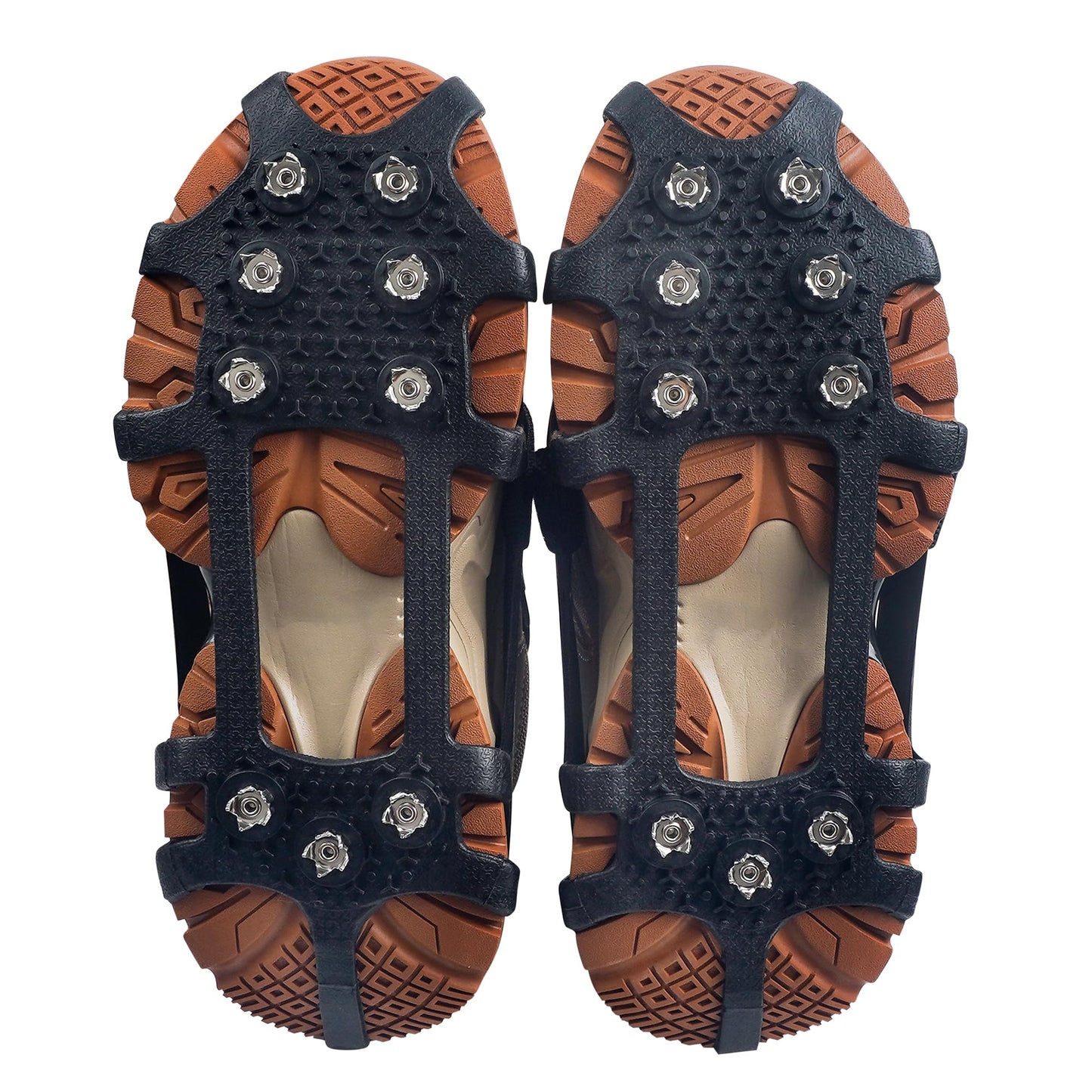 Walk Traction Ice Cleats, Anti-Skid Ice Snow Grips 9 Stainless Steel Studs Winter Crampons with Straps Over Shoe Boots for Hiking Climbing,Ice Fishing and Walking XLarge