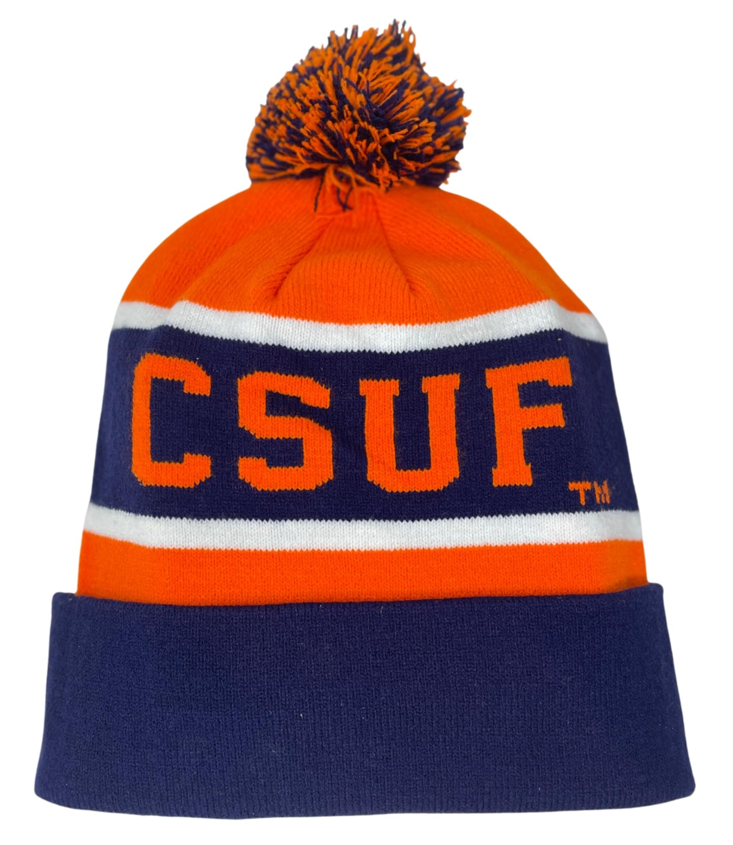 Cal State Fullerton CSUF NCAA Officially Licensed Winter Pom Cuff Beanie Hat Navy/Orange
