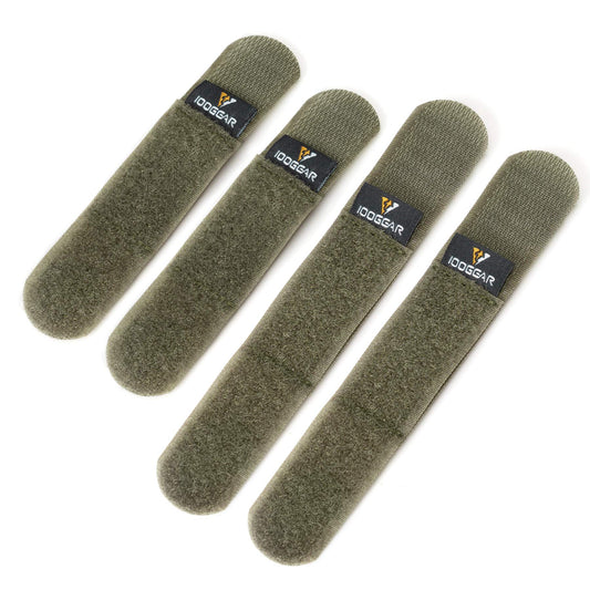 IDOGEAR Tactical fastening Binding Strap Hook & Loop reusable strap (Ranger Green, Small(2 pcs)+Medium(2 pcs)