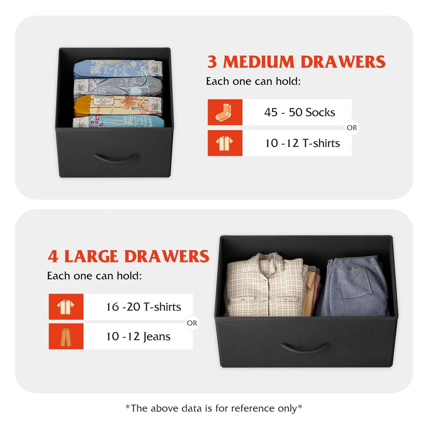 WLIVE 7 Drawer Dresser TV Stand, Entertainment Center, Media Console Table with Metal Frame and Wood Top for TV up to 45 inch, Chest of Drawers for Bedroom, Living Room, Black and Rustic Brown