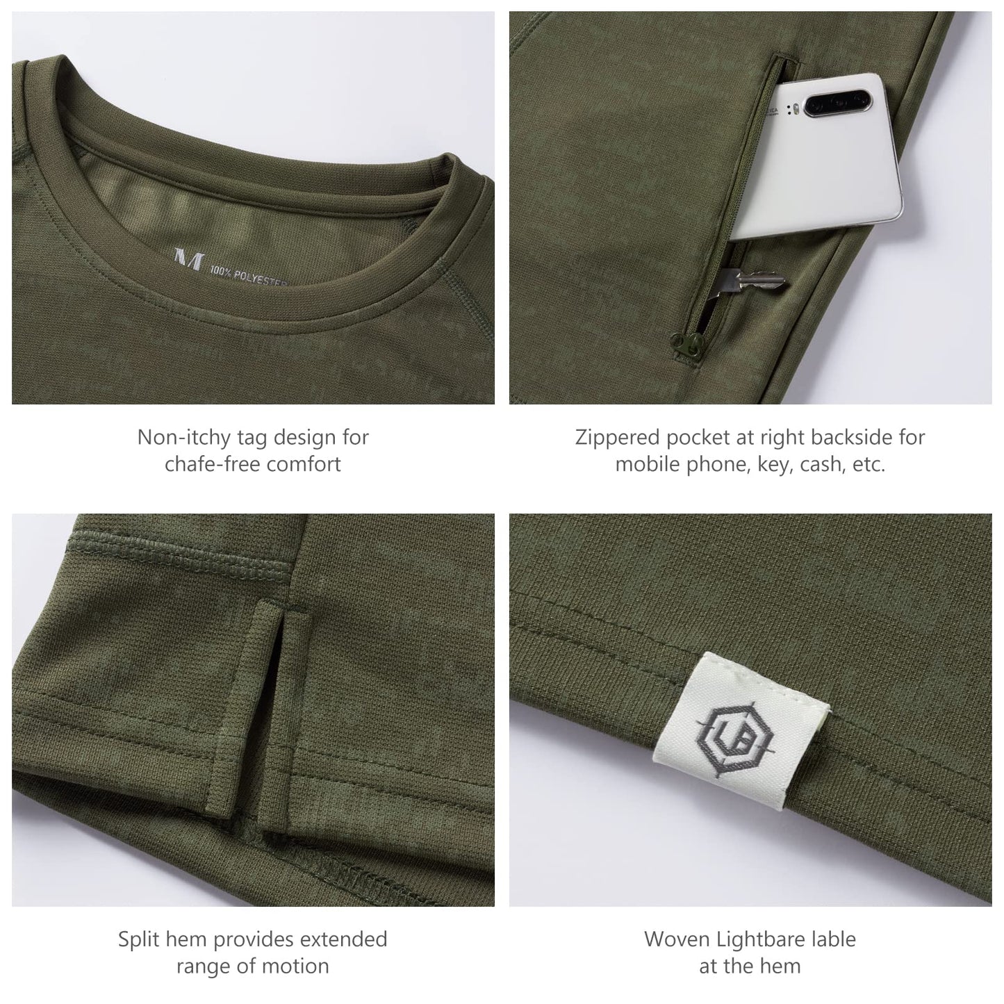 Lightbare Men’s Performance Polo Shirt Moisture Wicking Quick Dry Tactical Pique Shirts Hiking Fishing Golf UPF 50