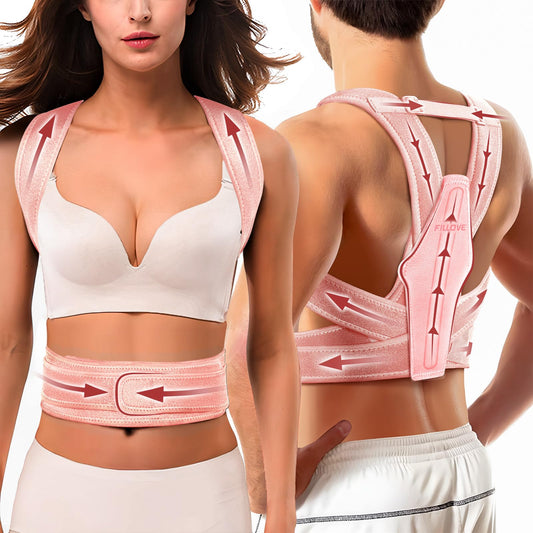 FILLOVE Posture Corrector for Women and Men with Magnetic Therapy Back Support, Strong Traction & Fully Adjustable Upper Back Brace Back Straightener for Neck, Clavicle, Spine and Shoulder Pain Relief