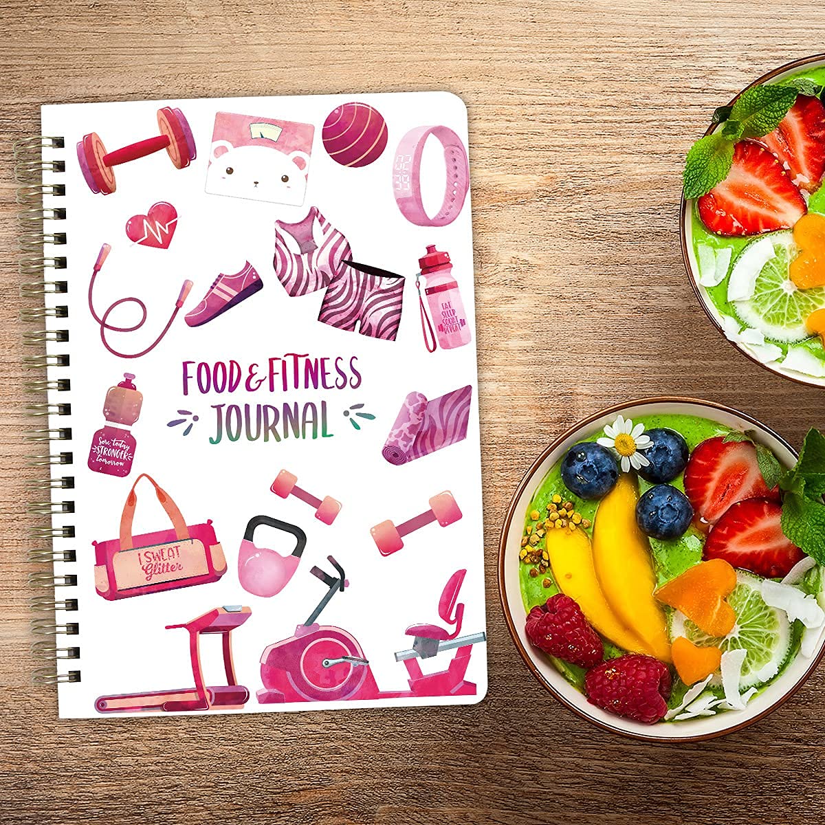 Food Nutrition Fitness Journal Weight Loss Wellness Workout Calorie Counter Log Diary Notebook Planner Diet Meal Exercise Training Health Tracker 6.1" x 8.5"