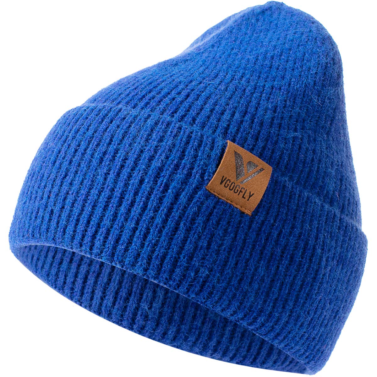 Vgogfly Beanie Men Slouchy Knit Skull Cap Warm Stocking Hats Guys Women Striped Winter Beanie Hat Cuffed Plain Hat Dark Blue