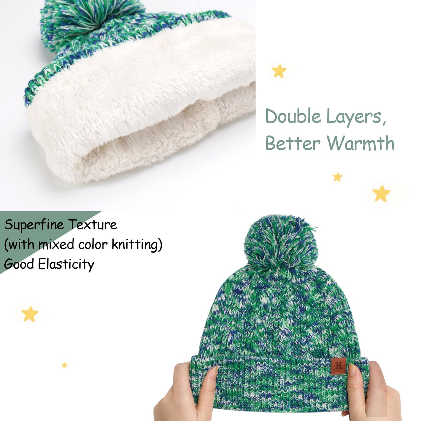 Kids Toddler Winter Hats Touchscreen Scarfs Gloves Set Pompom Beanie Caps Neck Warmer with Fleece for 5-8 Years Old Baby Girls Boys Gifts