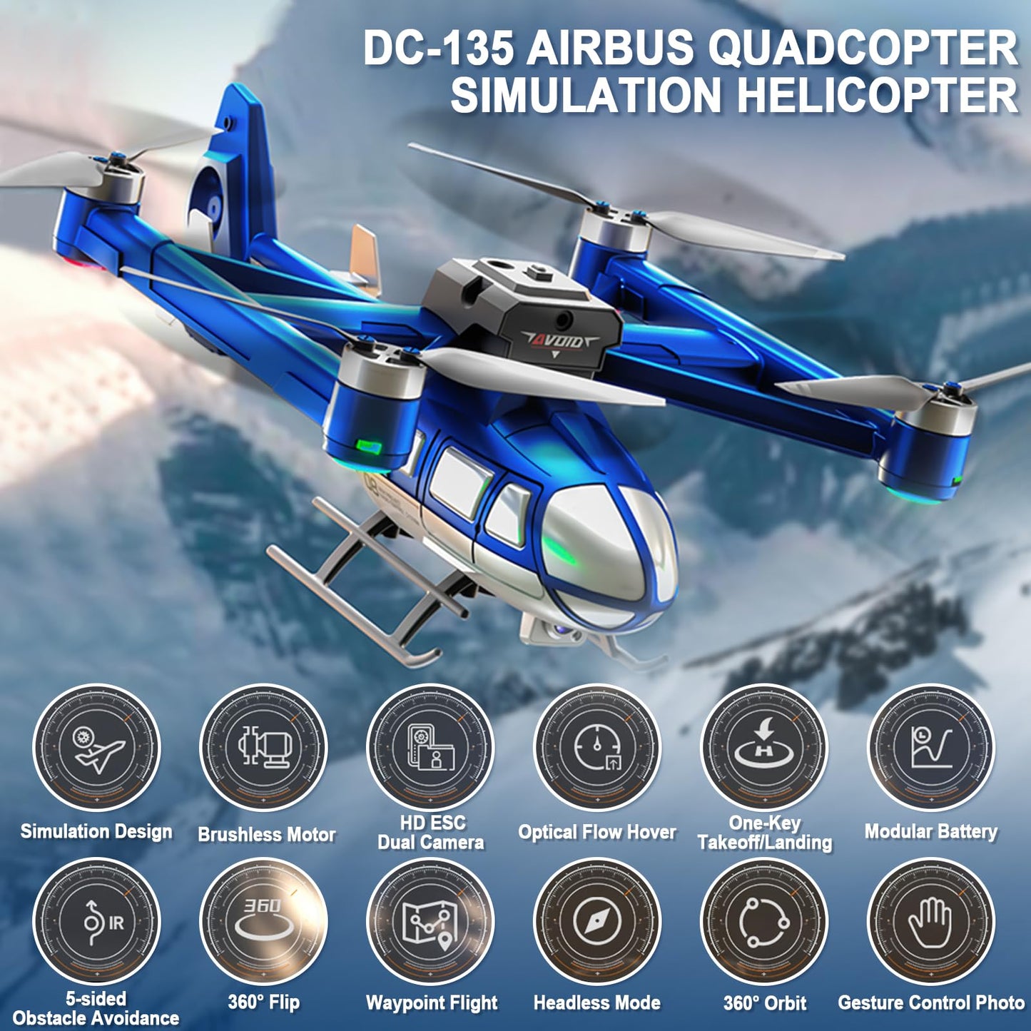 Losbenco Camera Drone for Kids 8-12 & Adults, Beginner-Friendly Mini Drone with 360° Flips, One-Key Take Off/Landing, Headless Mode, 2 Batteries, RC Quadcopter Toys for Boys Girls