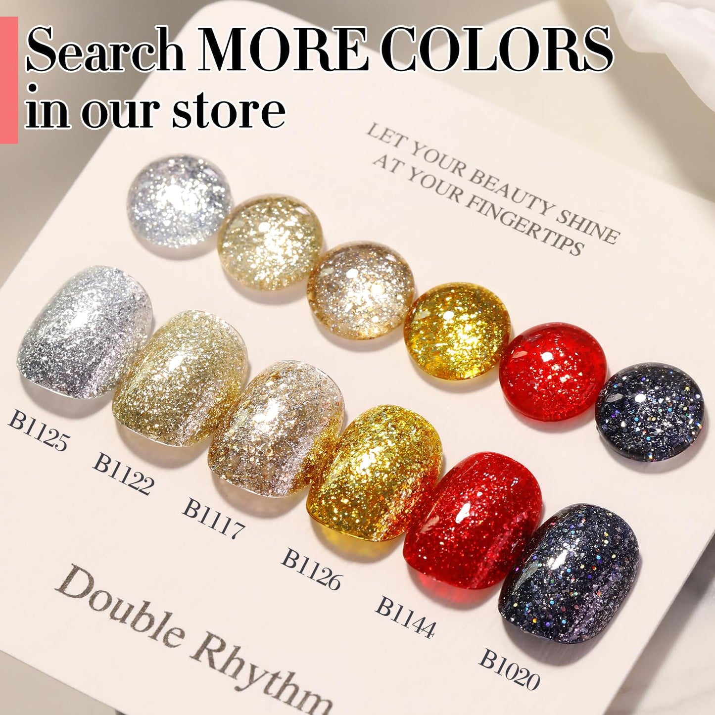 Double Rhythm 15ML Silver Glitter Gel Polish Color Reflective Sparkle Soak Off Nail Polish Manicure Salon DIY at Home (Silver-B1125)