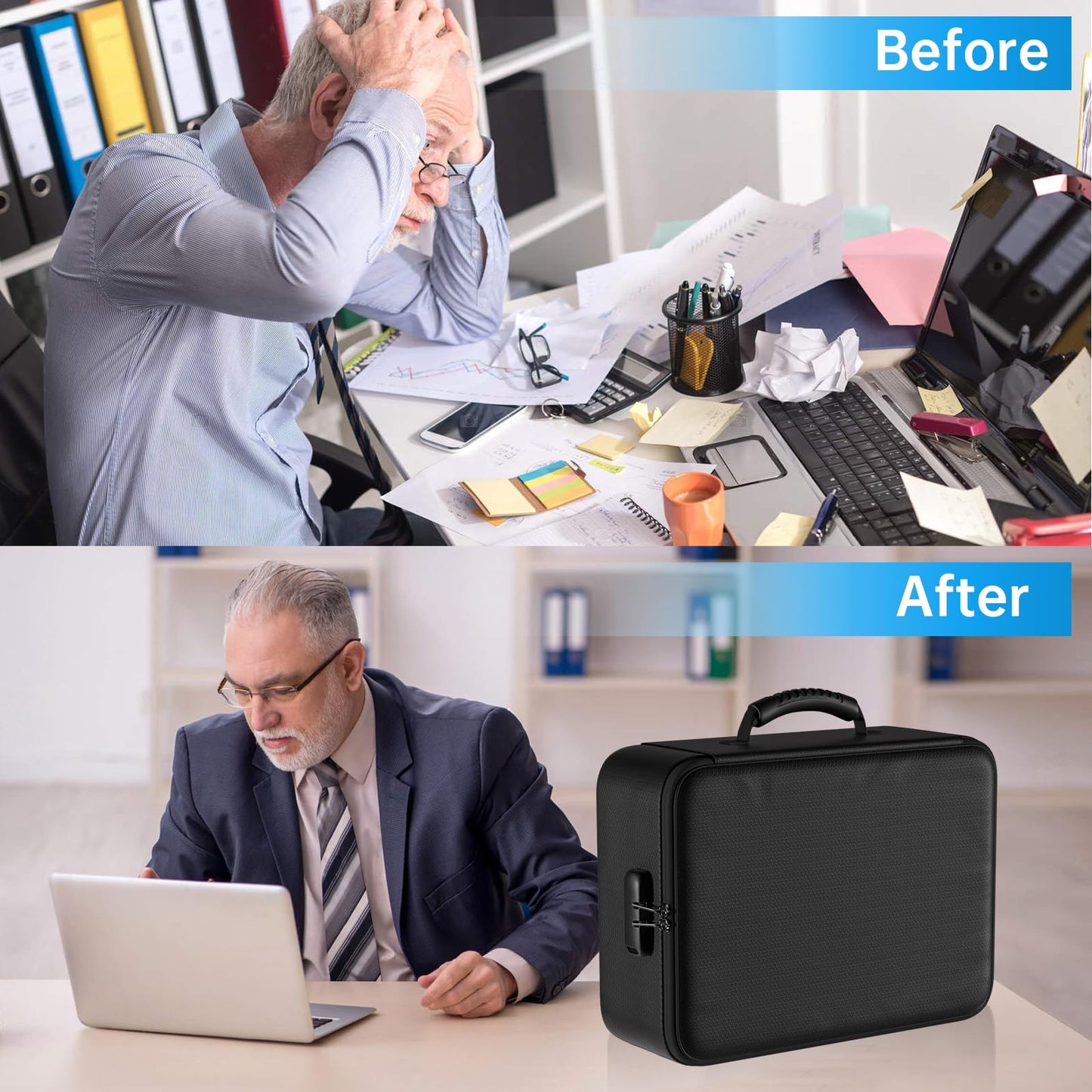 ENGPOW 5200°F Fireproof Document Bag with Lock,Upgraded Heat Insulated Fireproof＆Waterproof Box 8 Layers File Organizer,Portable Home Travel Safe Storage for Important Documents,Passports,Laptop