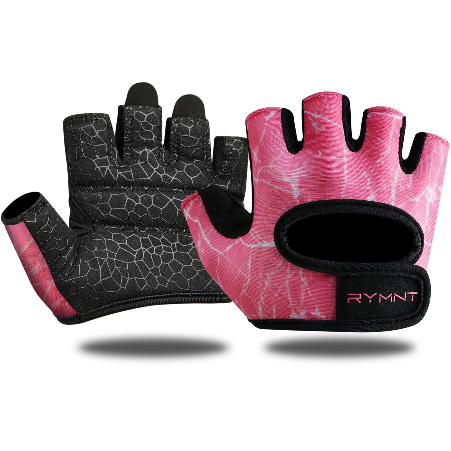 RYMNT Minimal Weight Lifting Gloves,Short Micro Workout Gloves Grip Pads with Full Palm Protection & Extra Grip for Men Women Weightlifting,Gym,Exercise Training.Marble PK-Small