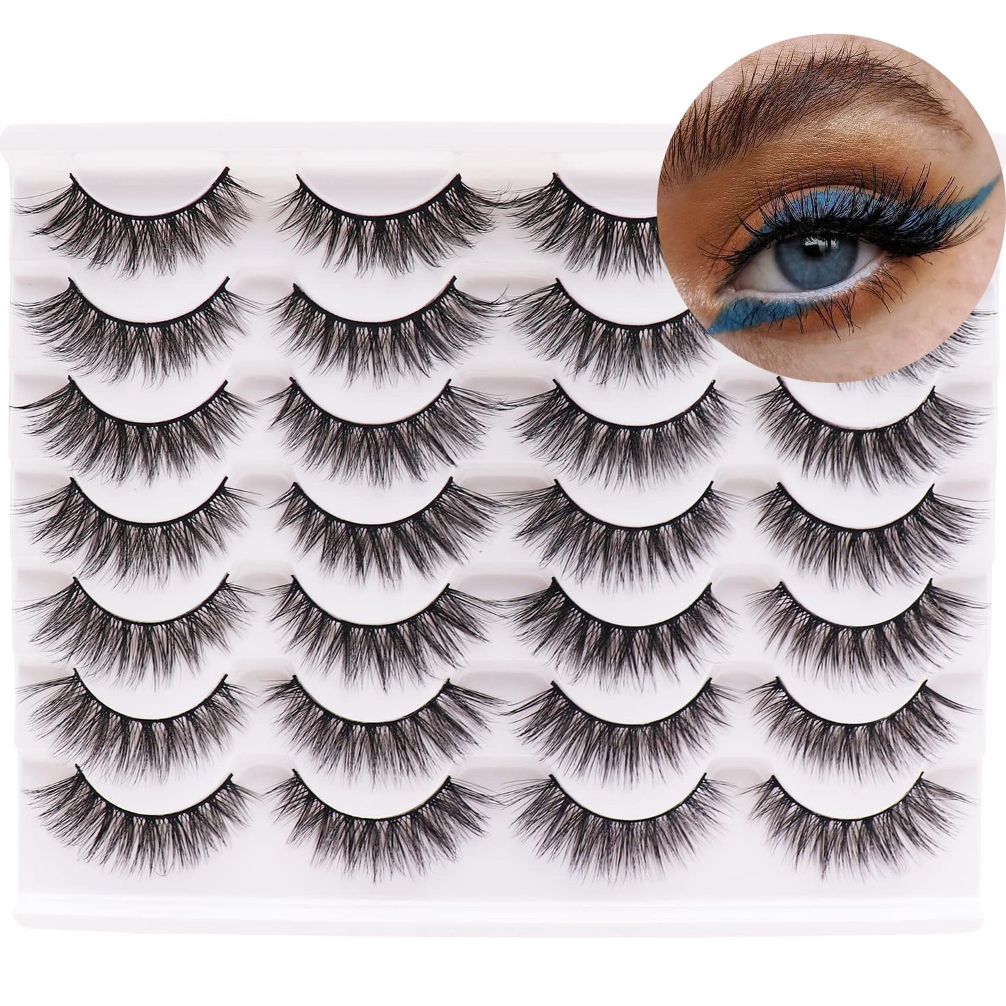 Losha Eyelashes Natural Look Faux Mink Lashes Pack Handmade Wispy False Eyelashes 14 Pairs Cat Eye Lashes (Y52)