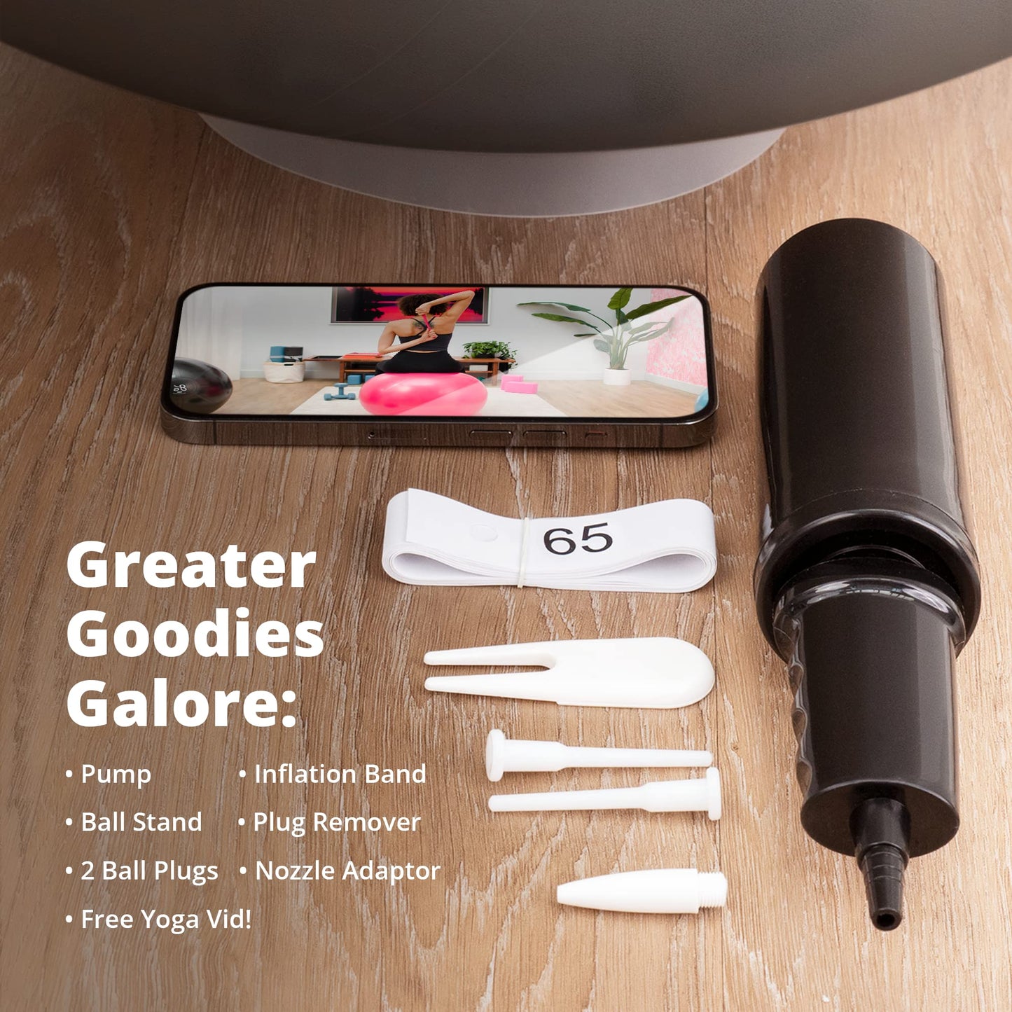 Greater Goods Exercise Ball - Yoga Ball for Working Out, Balance, Stability, and Pregnancy, Jet Black, 55cm