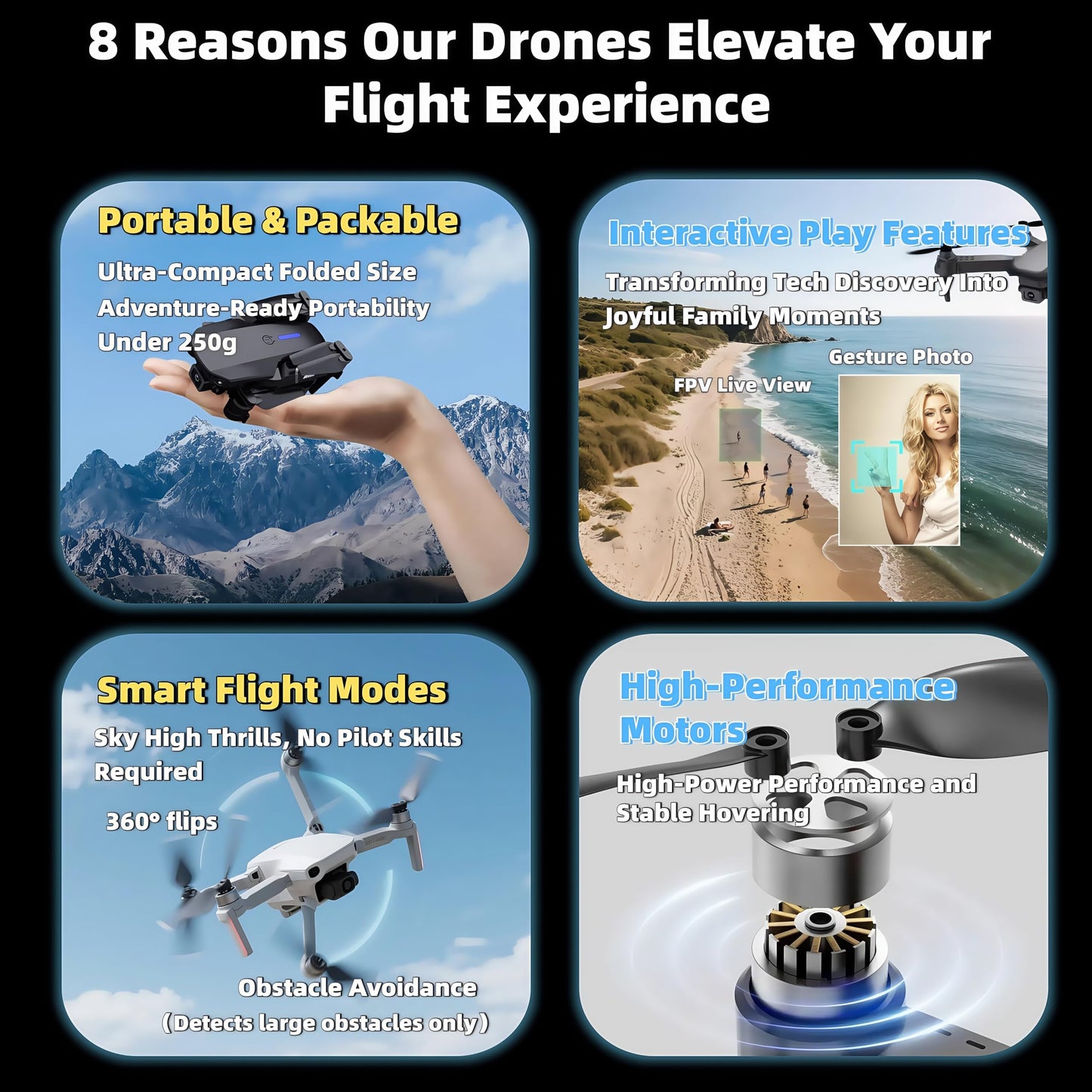 Smart Drone with Camera for Kids & Beginners, Foldable HD FPV Drone with Auto Hover, 2 Batteries, Follow Me | Kit for Outdoor Adventures & STEM Learning Toy (Child-Safe & Rugged Design)