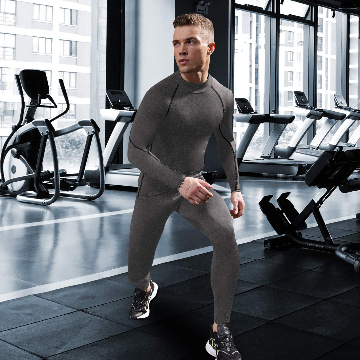 CARGFM Men's Mock Compression Shirt UPF 50+ Long Sleeve Turtleneck Undershirts Baselayer Athletic Running T-Shirts Top