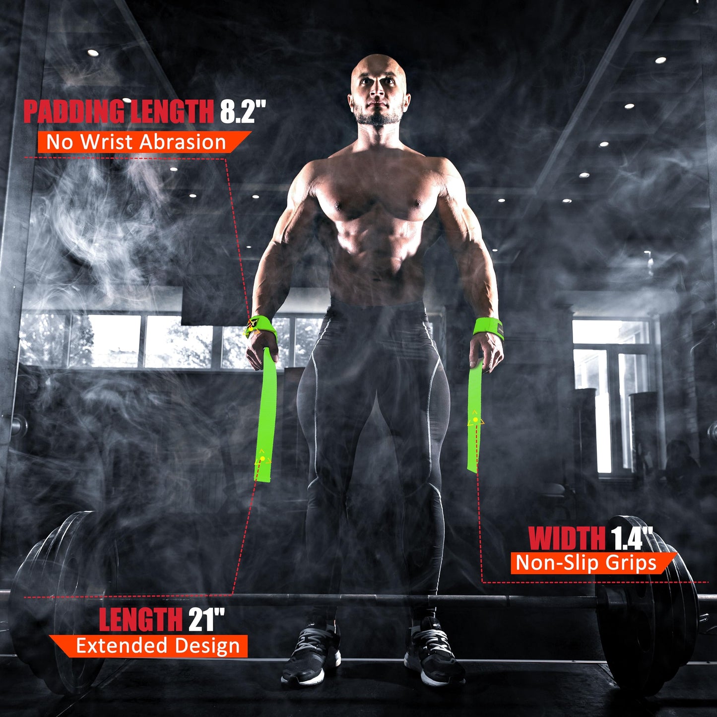 ihuan Lifting Straps for Weightlifting - Wrist Straps for Weightlifting | Gym Wrist Wraps with Extra Hand Grips Support for Strength Training | Bodybuilding | Deadlifting