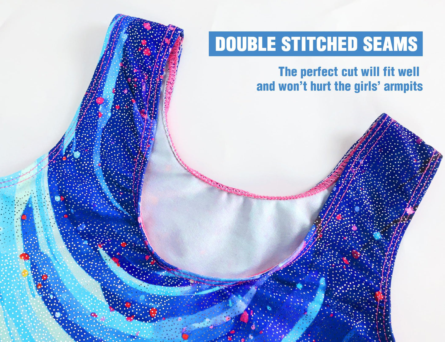 Girls Gymnastics Leotards with Shorts Size 7-8 Years Old Sparkle Colorful Wave Print Tumbling Biketards Unitard