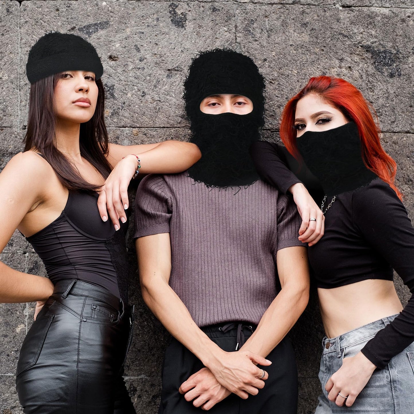 Distressed Balaclava Ski Mask,Atakai Shiesty Mask Yeat Turban Airsoft Knitted Winter Warmer Fuzzy Ski Mask for Men Women