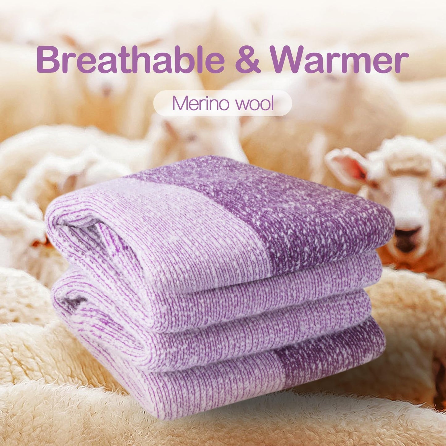 YUEDGE Womens Wool Socks Cozy Crew Thermal Socks Thick Fleece Warm Socks Winter Boot Socks for Women Size 6-9, 3 Pairs