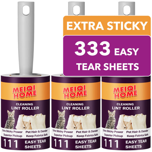 Lint Rollers for Pet Hair, 333 Sheets Value Set with 3 Upgraded Handles, Portable Lint Remover for Clothes, Furniture, Carpet, and Pet Hair Removal, Ideal for Dog & Cat Hair