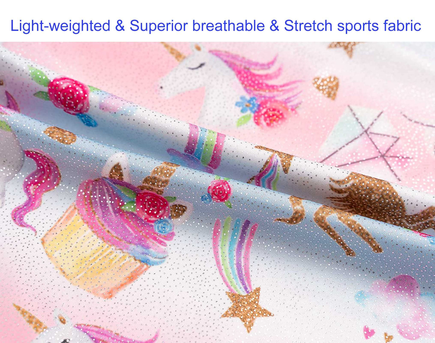 Domusgo Girls Gymnastics Leotards Size 6-7 Years Old Sparkle Rainbow Unicorn One Piece Biketard