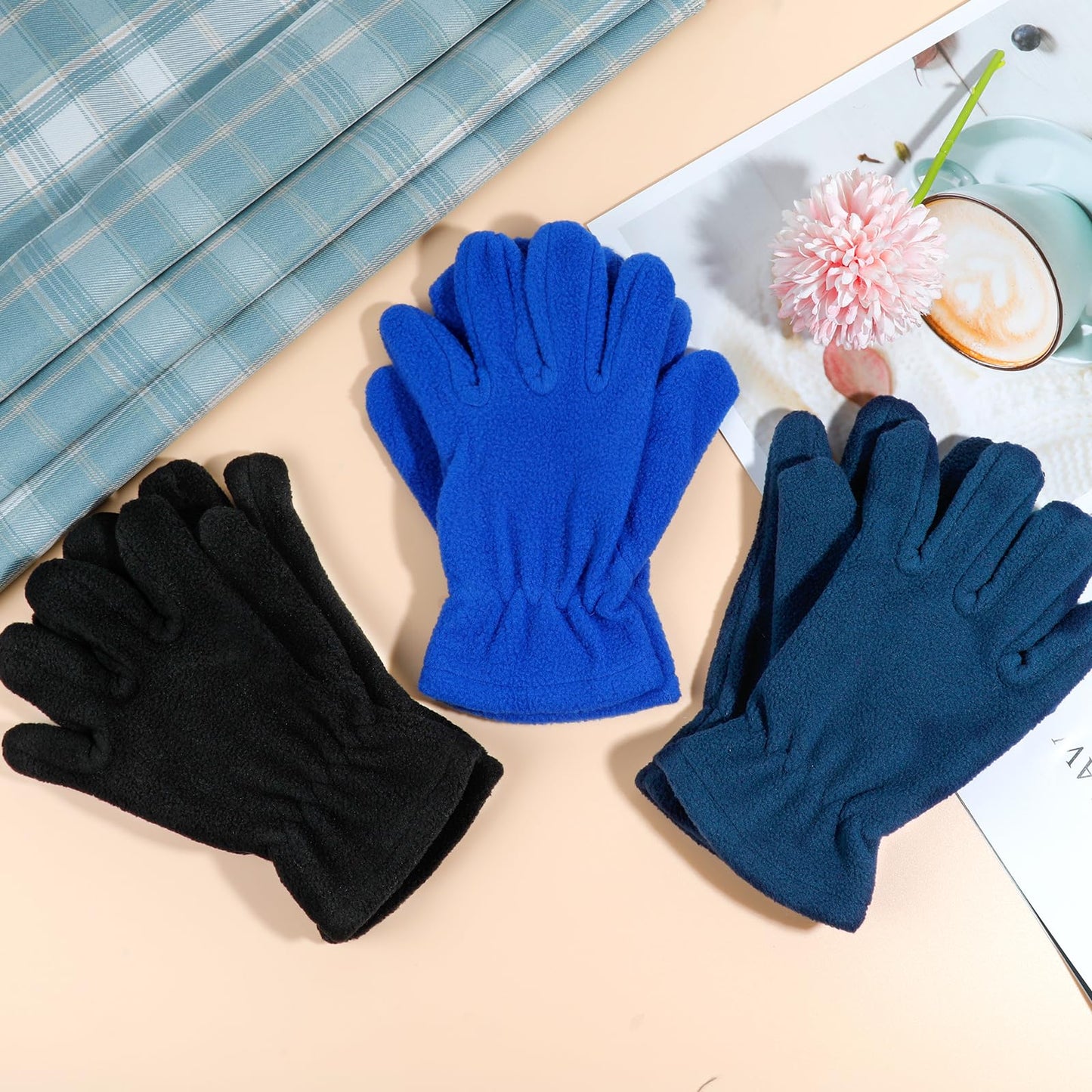 ONESING 3 Pairs Fleece Winter Gloves Toddler Warm Gloves for Boys Girls Snow Outdoors Cold Weather Mixcolor G