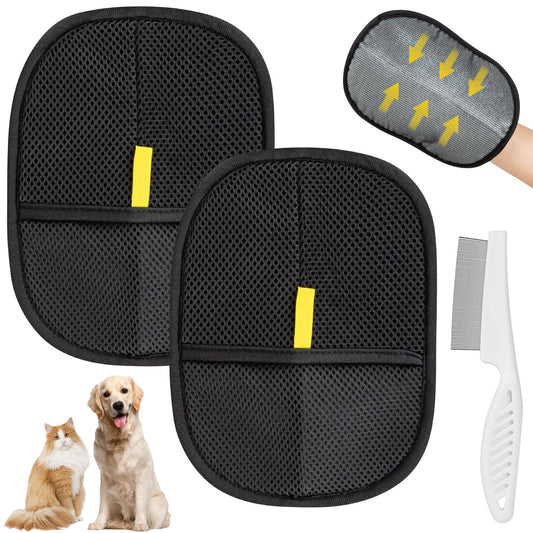 Clussbin 2Pcs Pet Hair Removal Glove, Electrostatic Gloves Pet Hair, Reusable Cat Hair Remover Glove, Furniture, Carpet, Car Seat, Upgraded Animal Fur Removal Tool, Cat Grooming Gloves