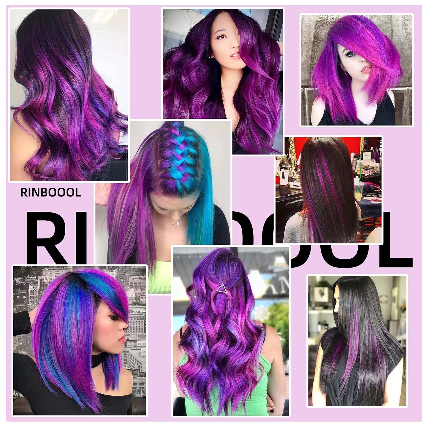 RINBOOOL Purple Hair Extensions Clip in, 22 Inch 10 Pieces Long Straight Colored, for Kids Girls Women Highlight Party, Synthetic