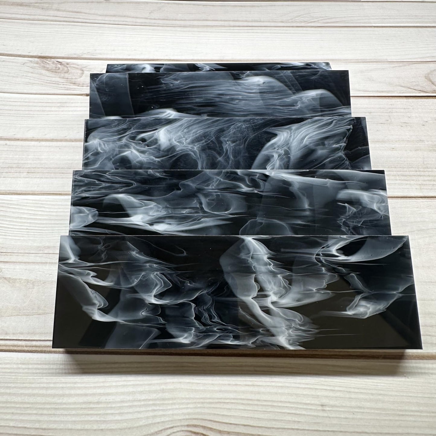 Uotowell Pre-Cut Epoxy Resin Scales Blanks for Decorative Inlays in Guitar Bodies, Necks, Engraved Knife Handle and Gun Grips - Onyx Black