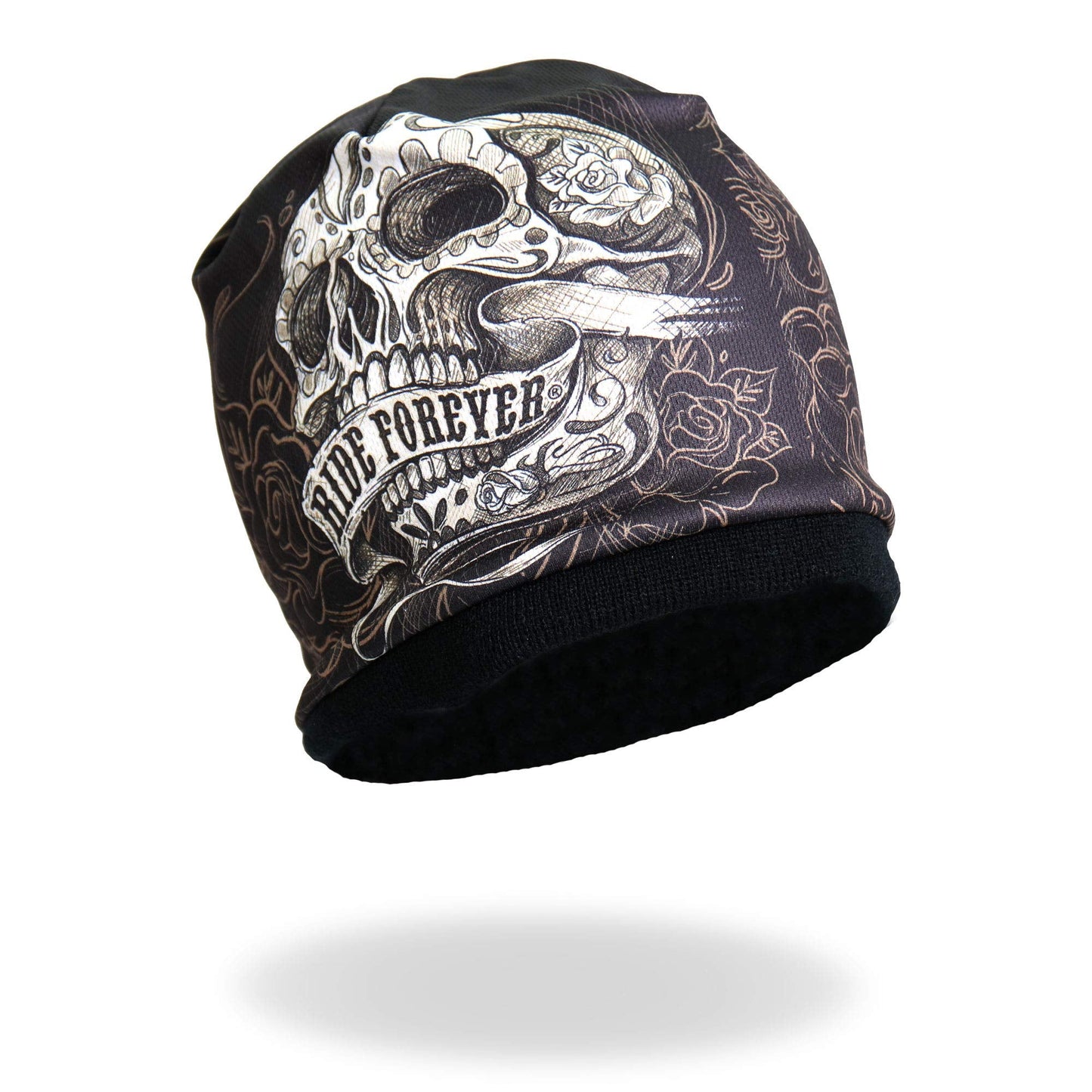 Hot Leathers Banner Skull Beanie (Black, One Size)
