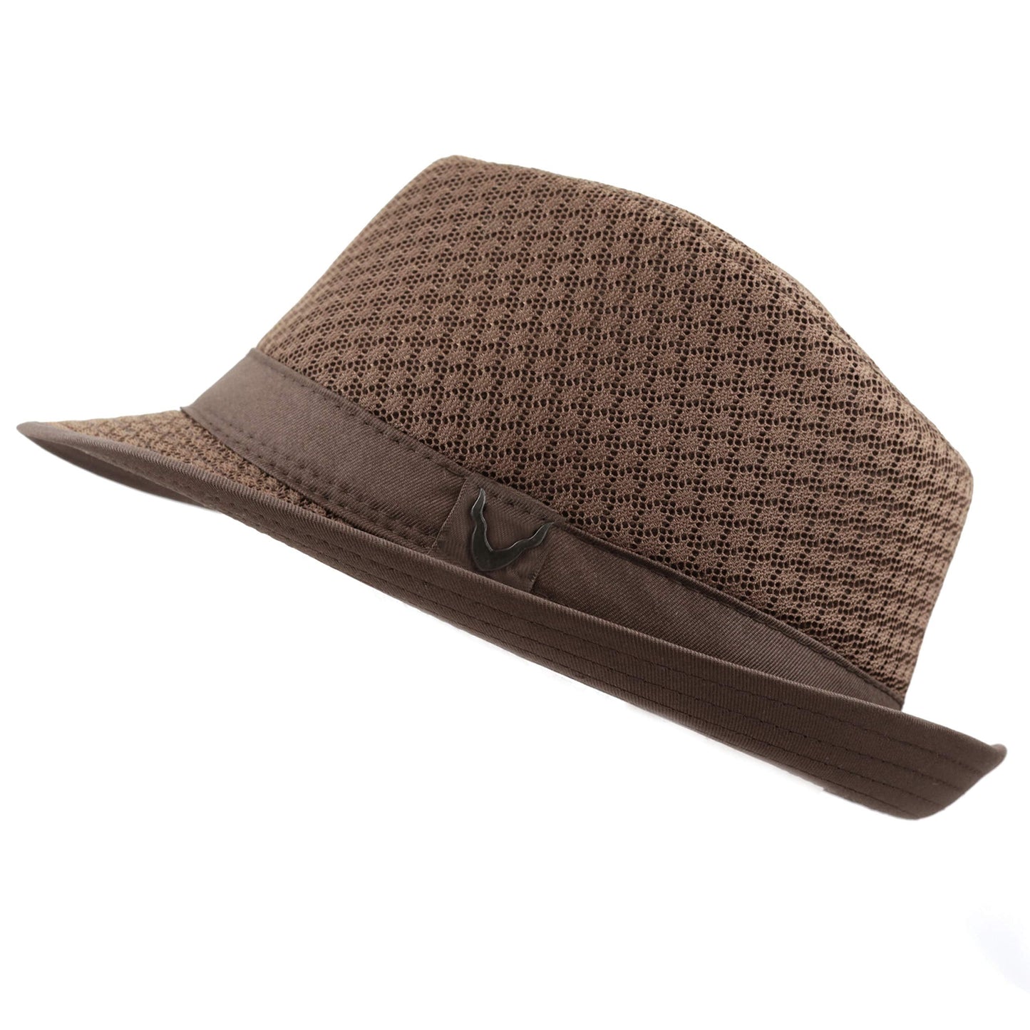 The Hat Depot Light Weight Classic Soft Cool Mesh Crushable Fedora hat (L/XL, Brown)