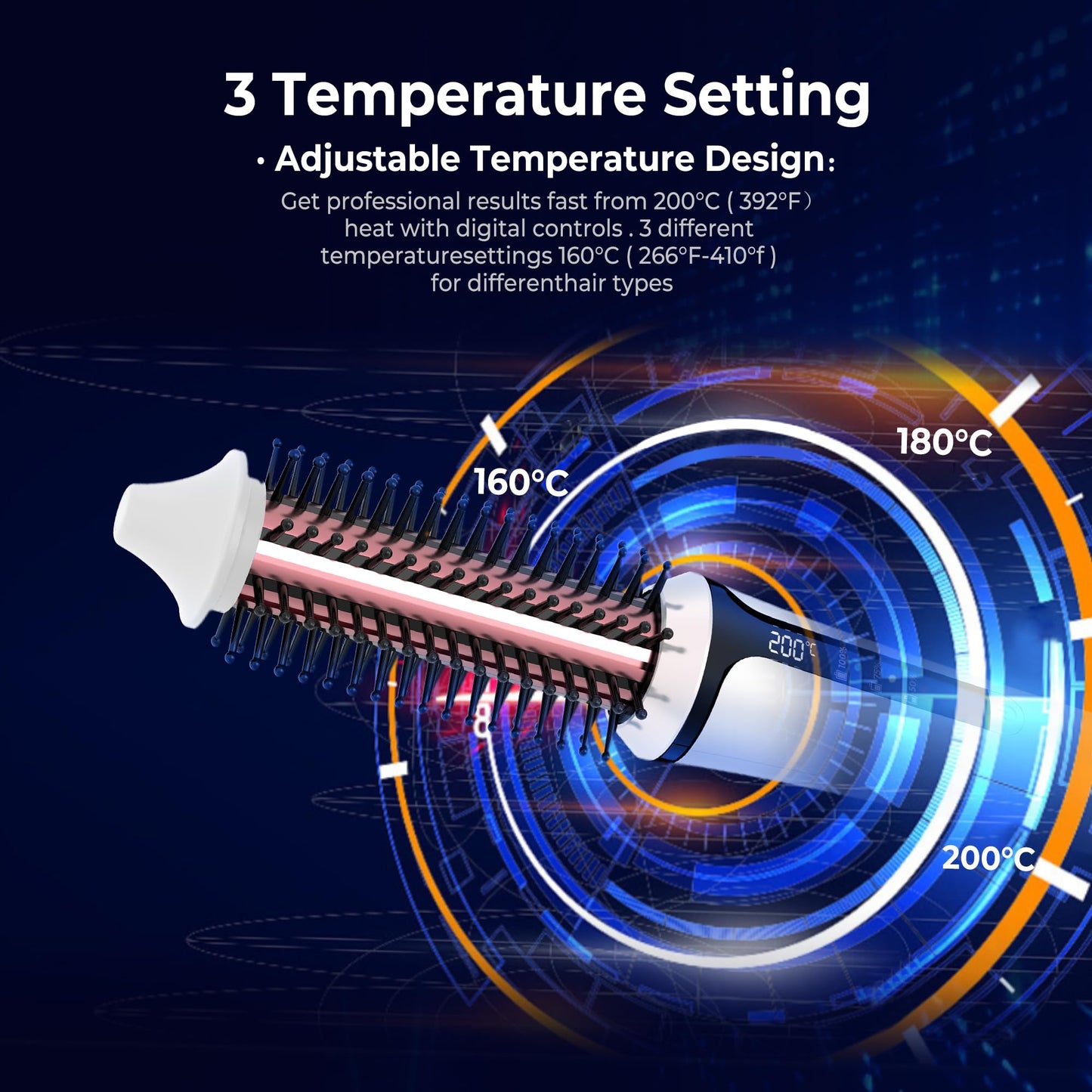 Cordless Curling Brush,4000 mAh USB Cordless Hair Curler with 3 Temp Setting Mini Travel Curling Iron Rechargeable, Ceramic Battery Powered Curling Iron