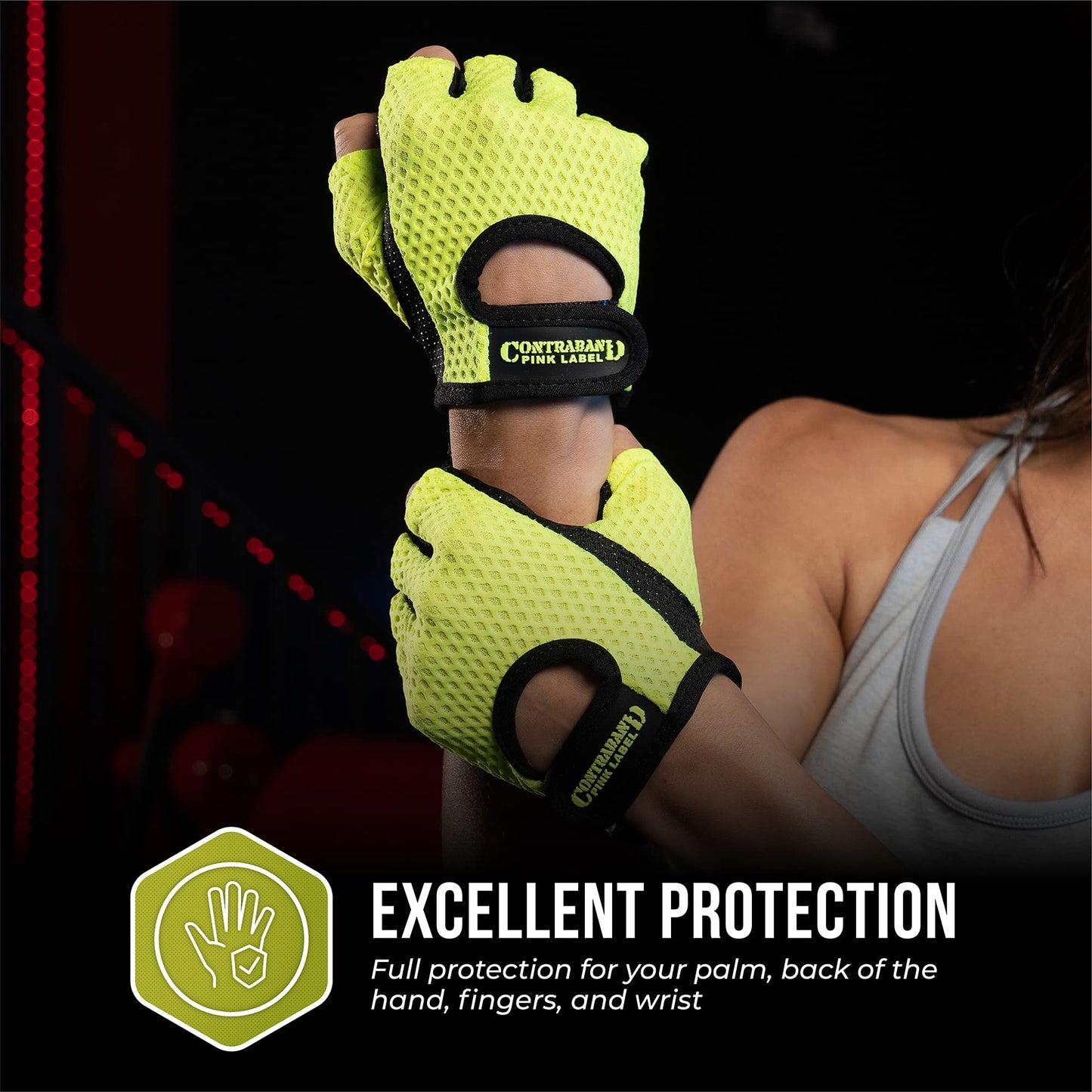 Contraband Pink Label 5307 Womens Designer Workout Gloves | Low Sweat Diamond Mesh Fabric w/Grip-Lock™ Silicone Palm (Green, X-Small)