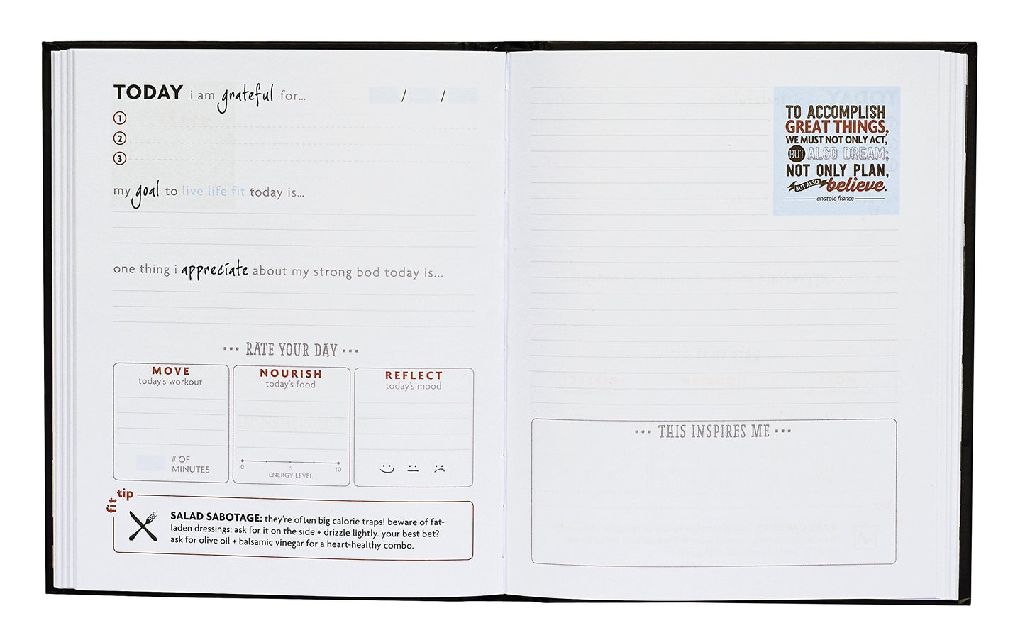 Fitlosophy Fitspiration Journal: 16 Weeks of Guided Fitness Inspiration, Dream Seek Achieve 8 x 7