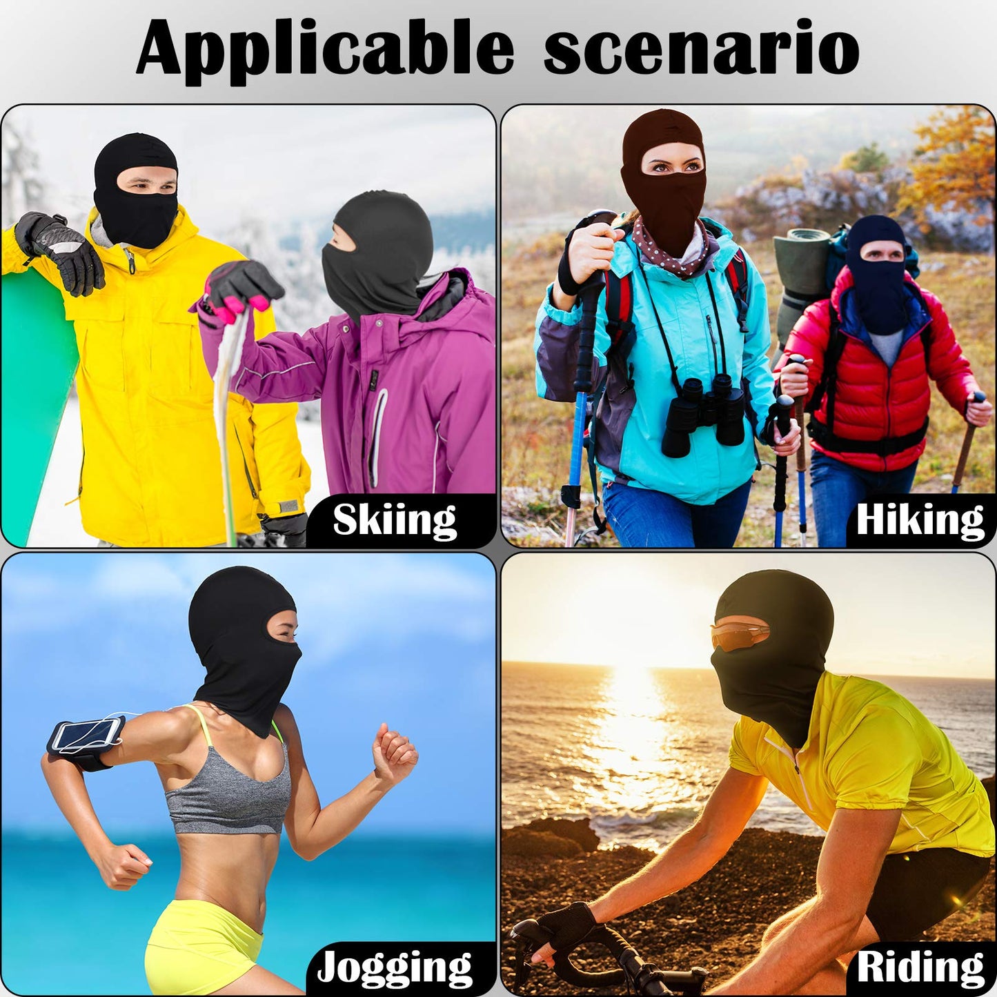 SATINIOR 8 Pcs Ski Mask Cover Full Face Mask Balaclava Winter Face Covering Thermal Breathable UV Protection Women Men(Dark Colors)