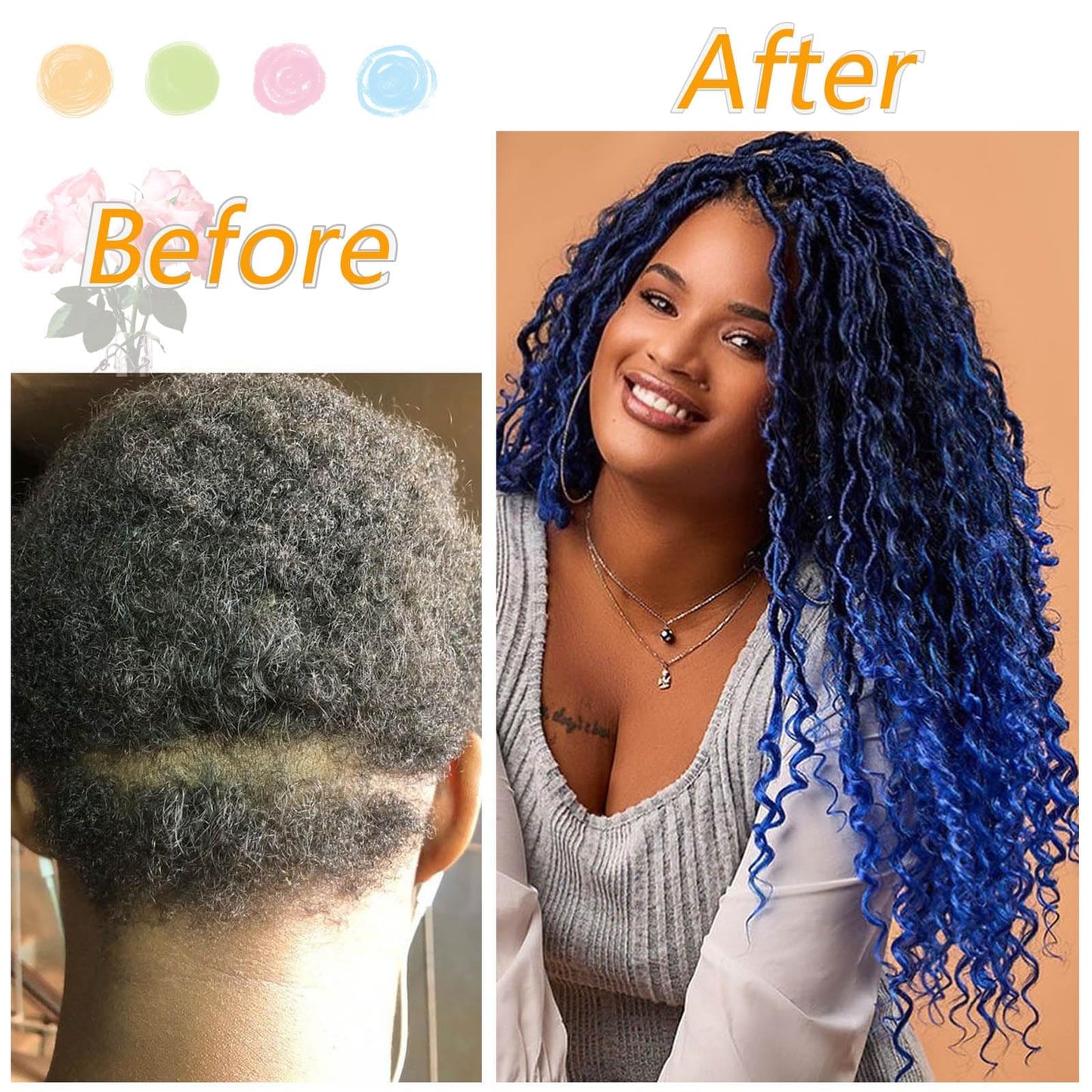 14 Inch 8 Packs Goddess Locs Crochet Hair Ombre Faux Locs Crochet Hair for Women Pre Looped Boho River Locs Crochet Hair with Curly Ends Synthetic (#TBlue)